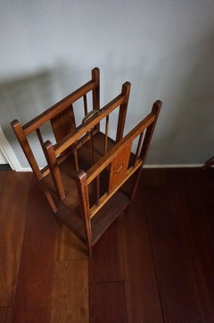 Early 20th Century Oak Magazine Rack or Stand with Inlaid Satinwood Rosette