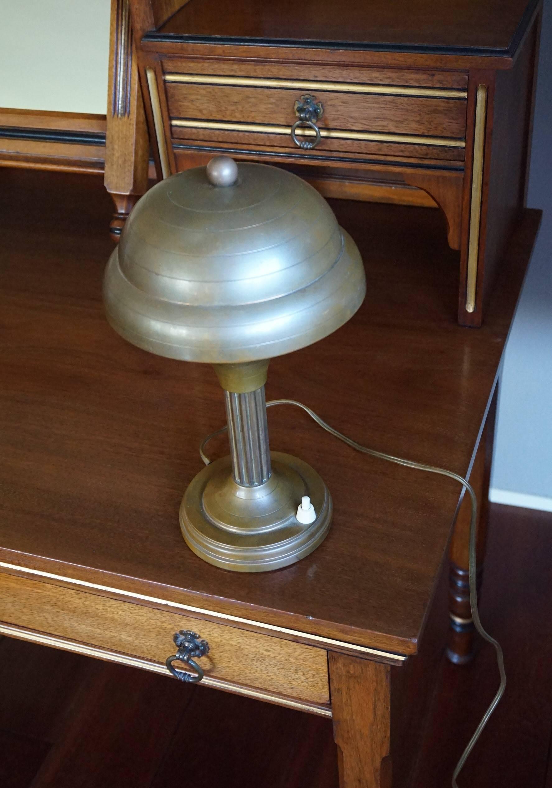 Stylish and Handcrafted Copper Metal Art Deco Table or Desk Lamp 2