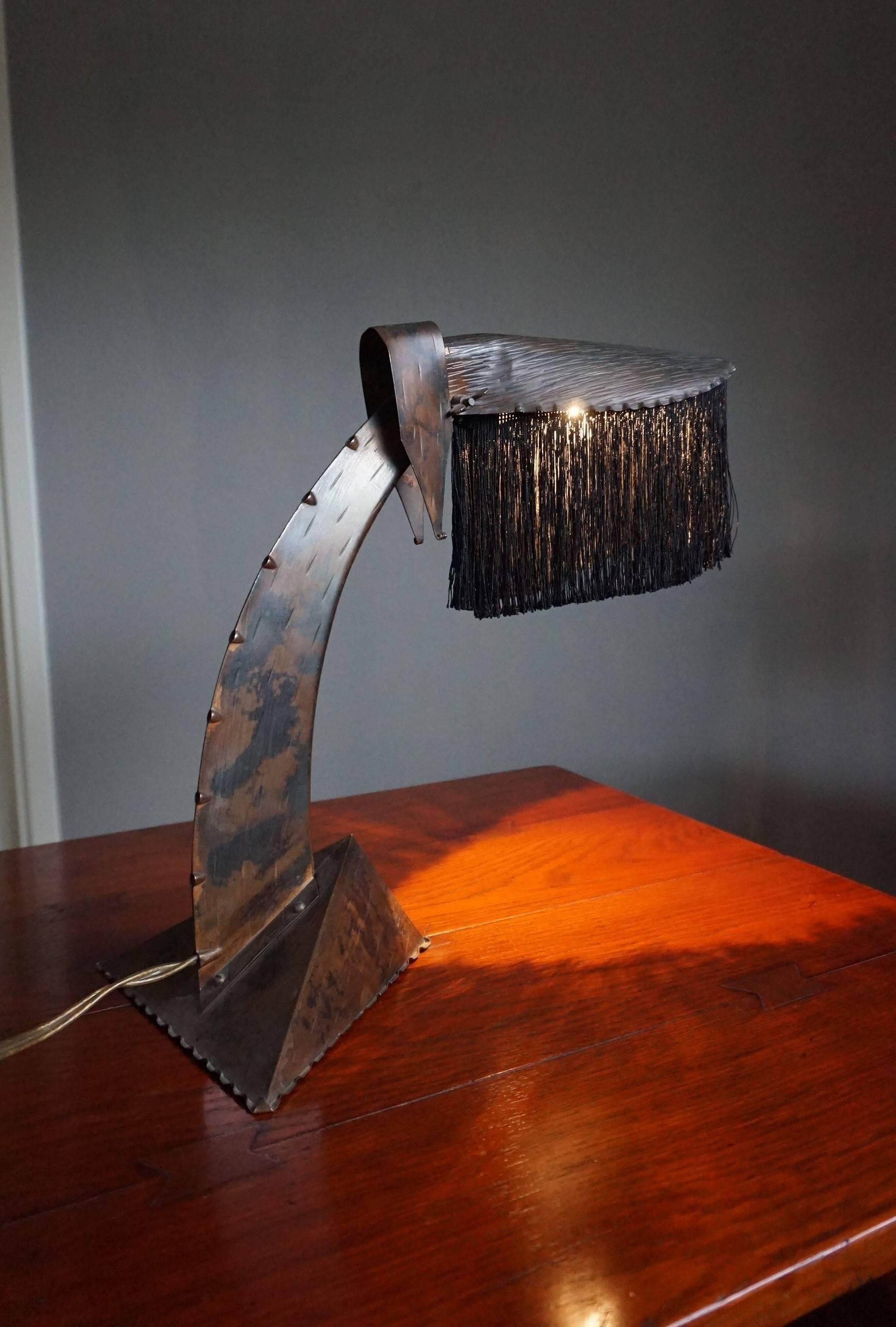 Antique Arts and Crafts Copper Table Lamp or Desk Lamp Attr. to Conrad Fehn 2