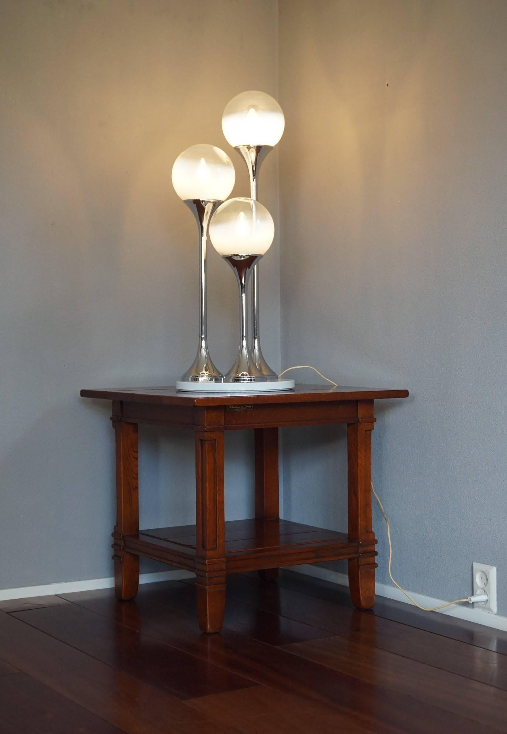 Mid-Century Modern Metal and Glass Italian Targetti Sankey Table and Floor Light For Sale 4