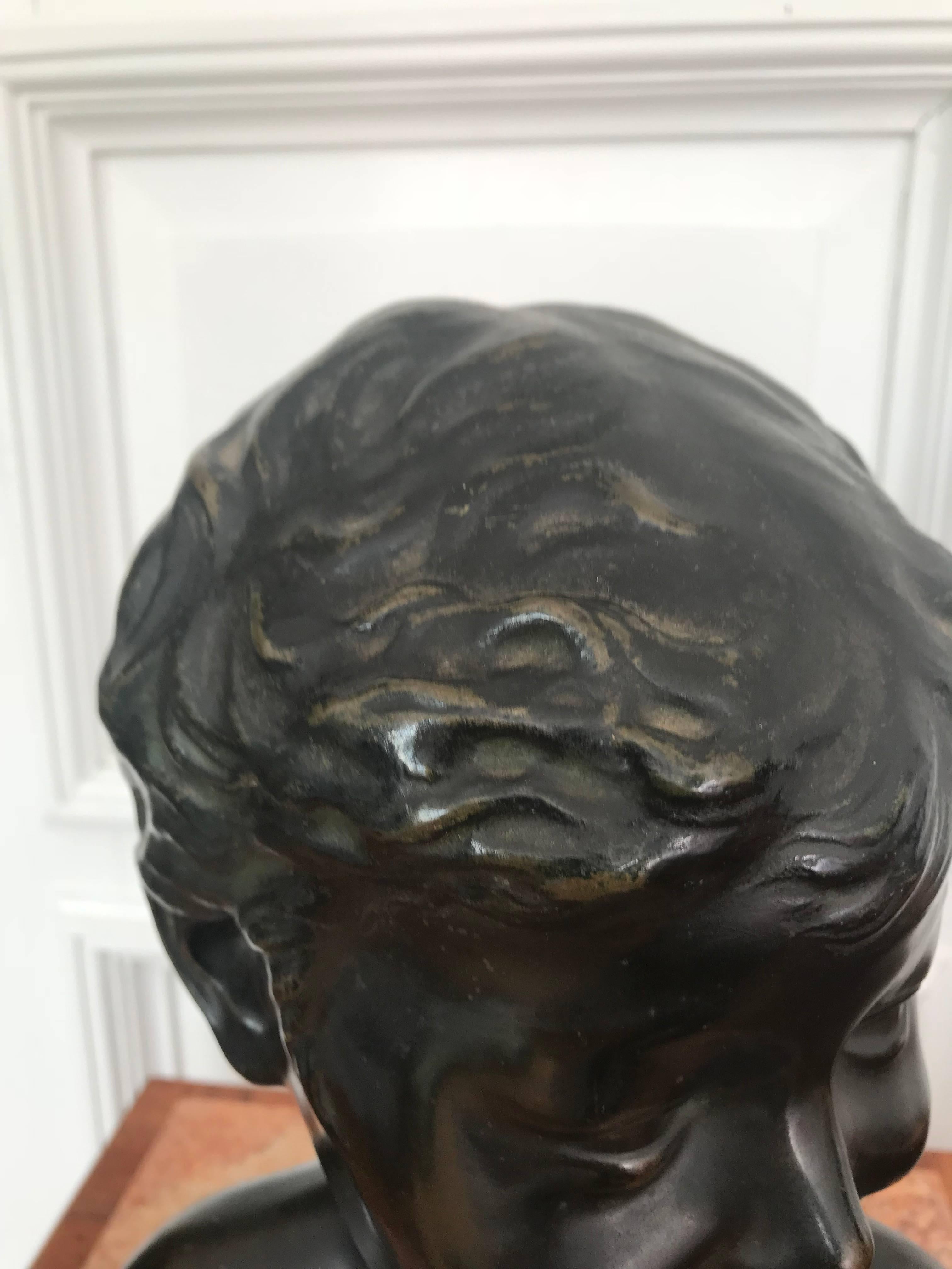 Antique Bronze Sculpture or Bust of a Laughing Boy aft. Desiderio Da Settignano For Sale 9