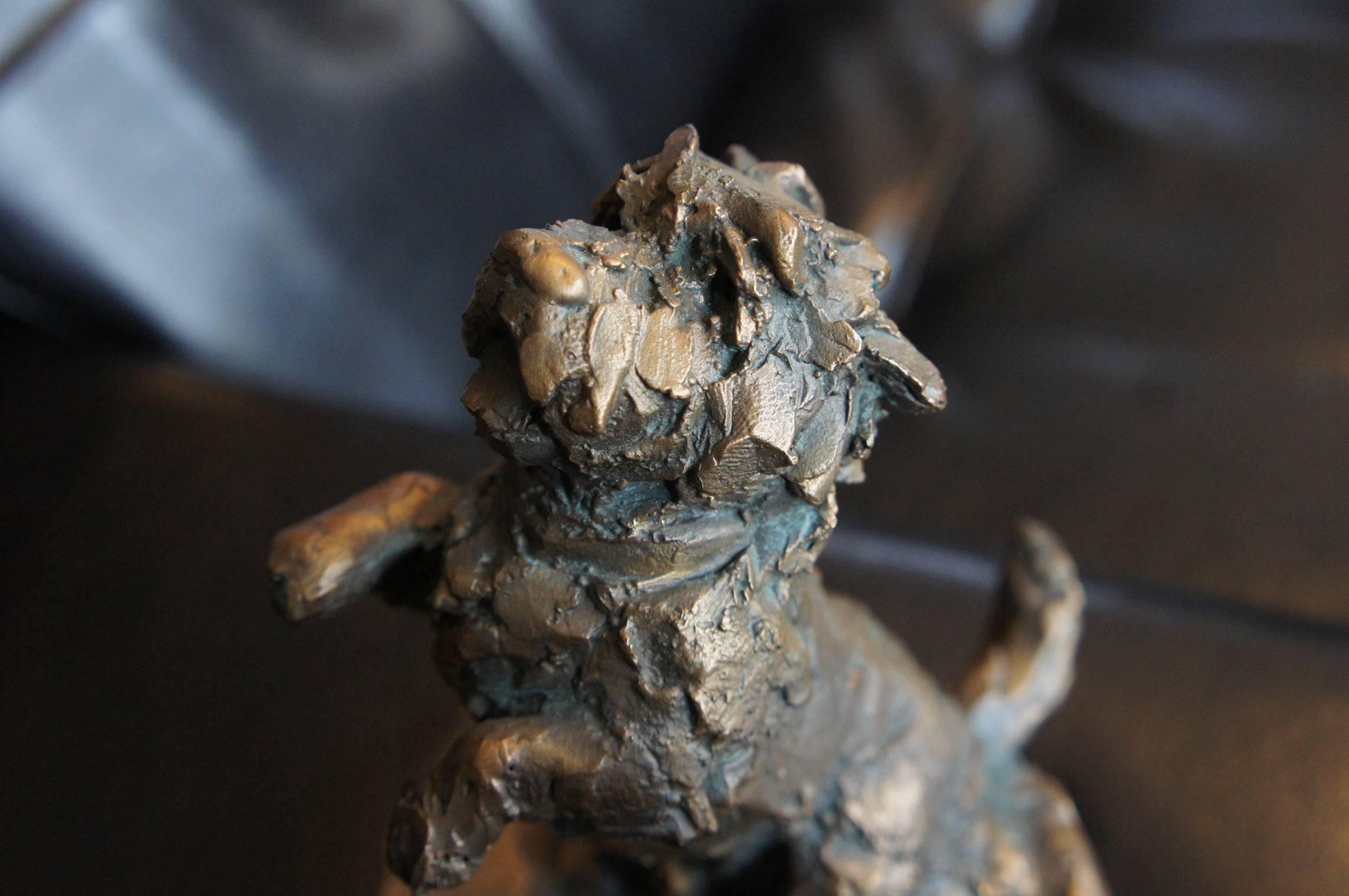 Dutch Unique and Hand-Crafted 20th Century Little Cairn Terriër Dog Bronze Sculpture