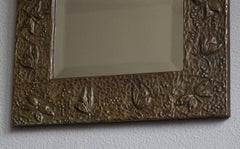 Early 20th Century Handcrafted Arts and Crafts Mirror with Embossed Butterflies