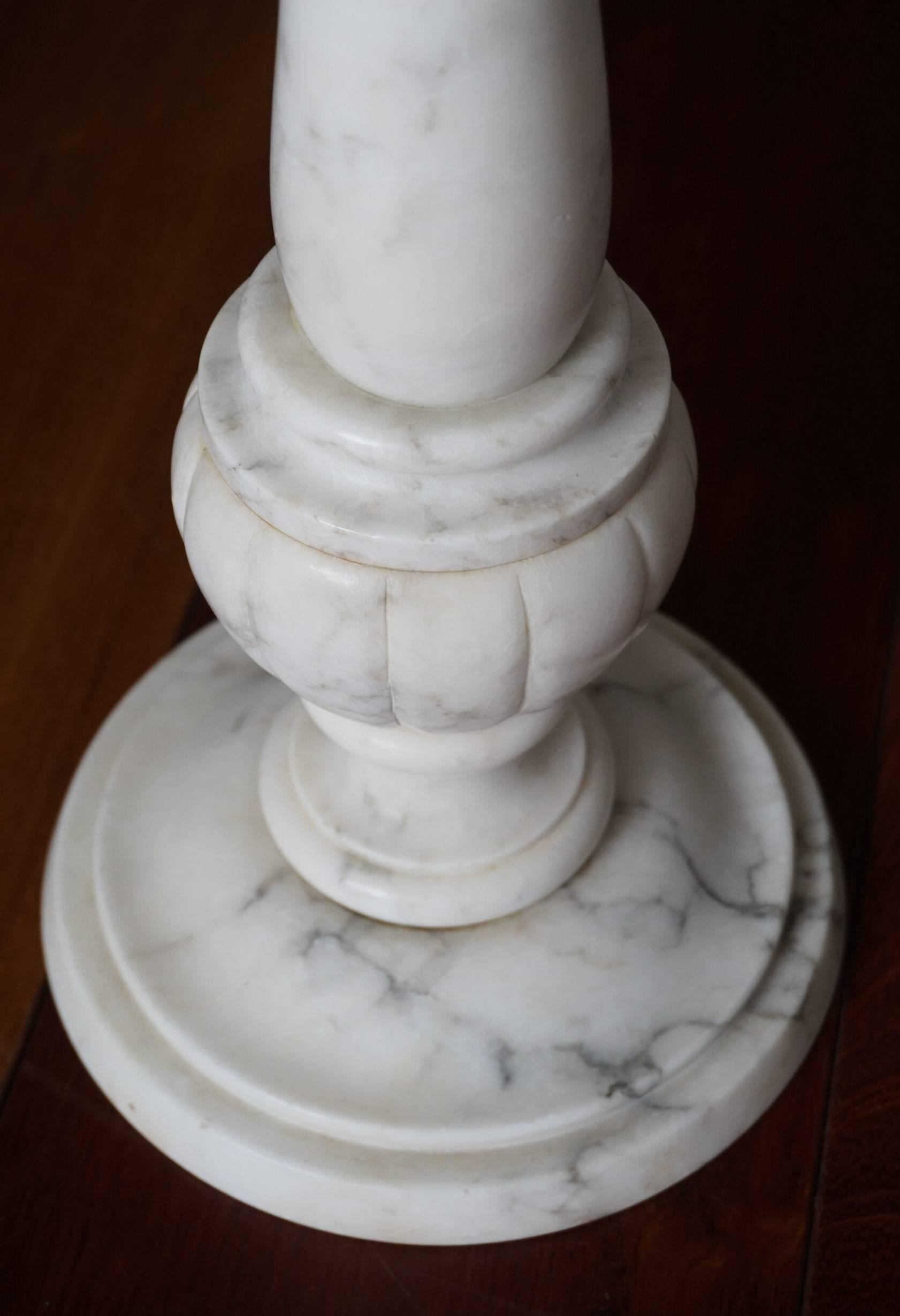 Italian Great Condition Vintage White Alabaster Dismountable Pedestal / Plant Stand