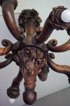 Stunning Arts and Crafts Carved Roses & More Floral Motifs Pendant by Deconinck