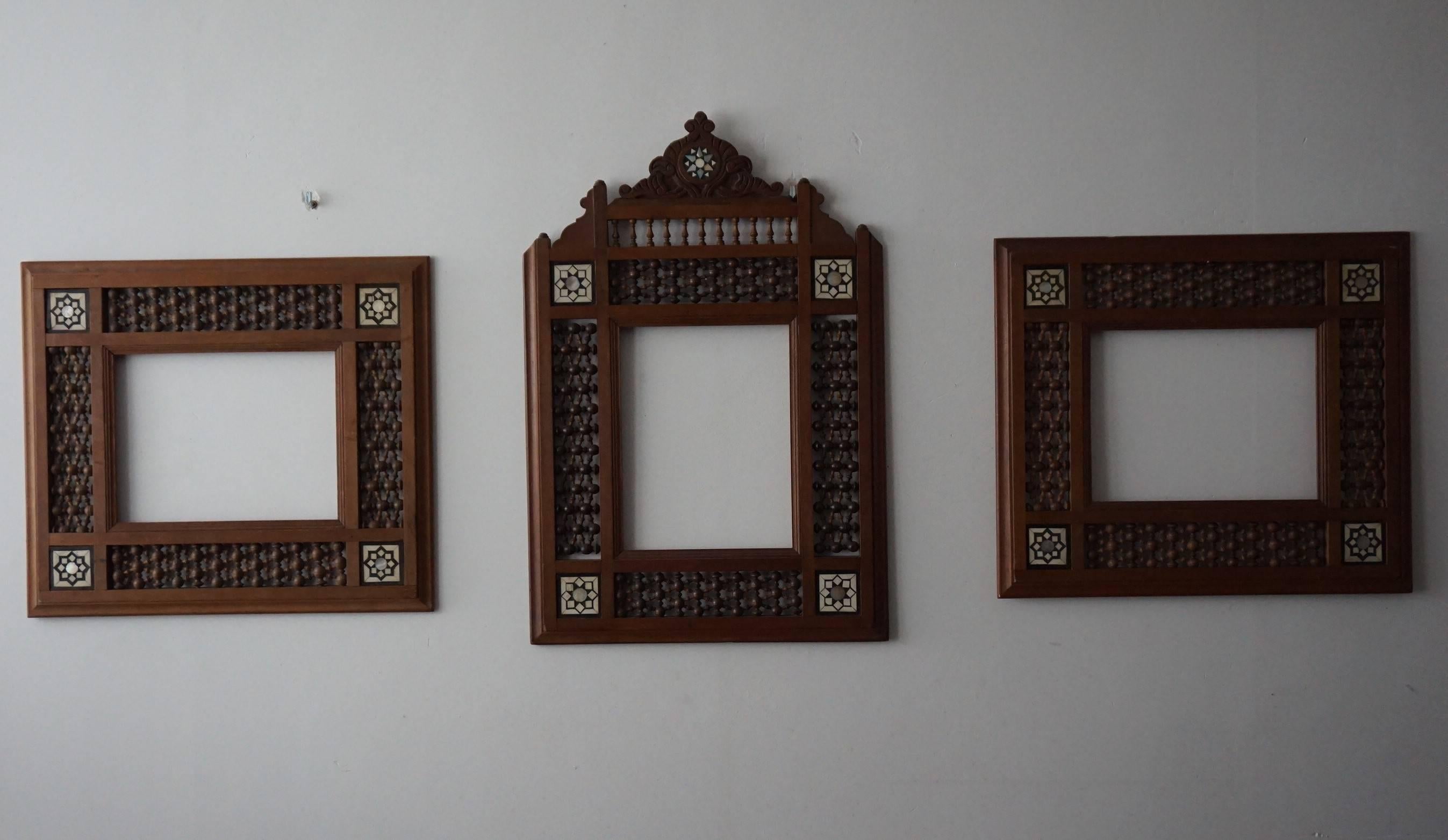 Rare Early 20th Century Handcrafted Set of Moorish Arabic Inlaid Picture Frames 2