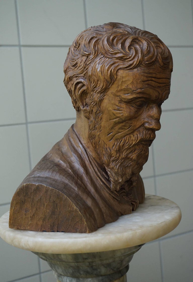 Unique HandCarved Sculpture/Bust of Michelangelo Buonarroti by Walther