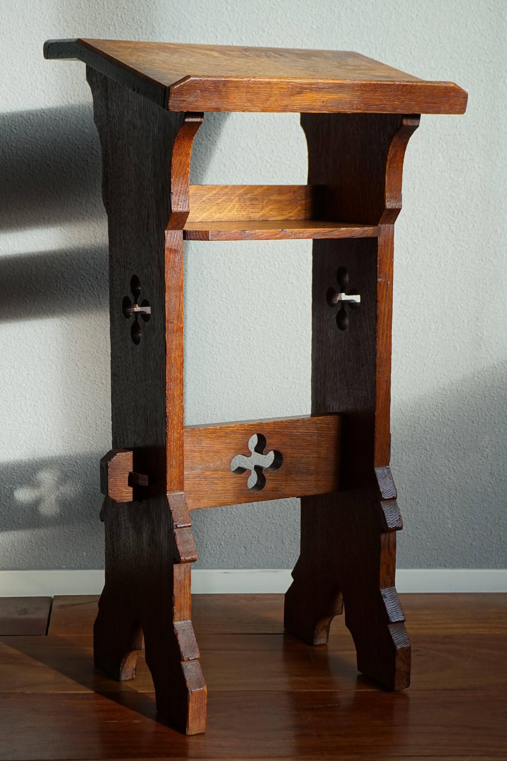 Hand-Crafted Oak Gothic Revival Bible or Book Stand for Children or for Kneeling or Sitting