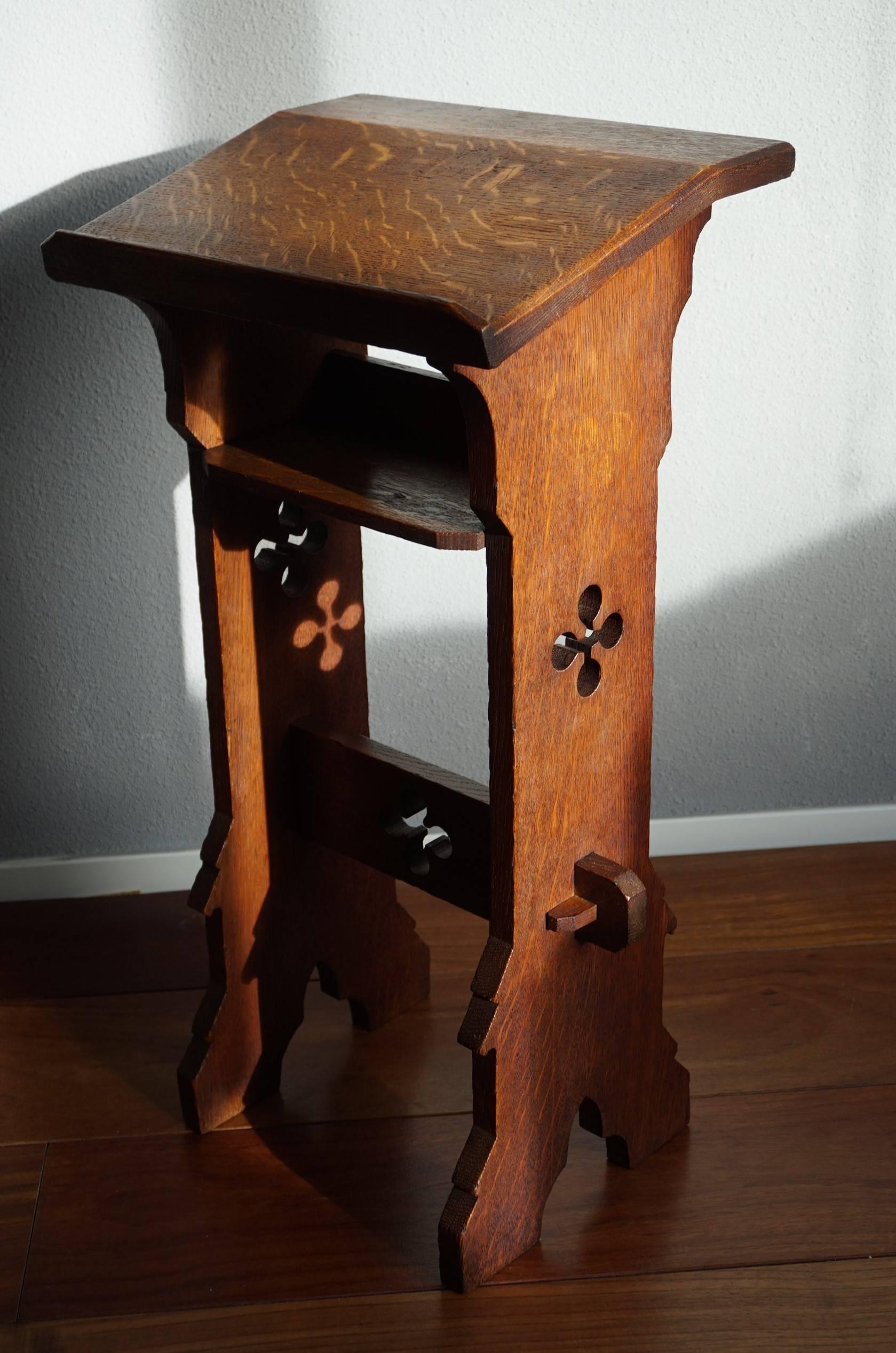 Oak Gothic Revival Bible or Book Stand for Children or for Kneeling or Sitting 1