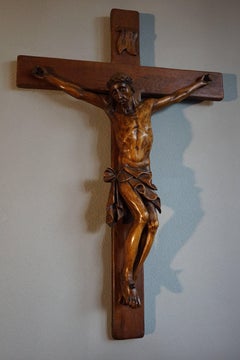 Large Hand-Carved Mid to Early 20th Century Corpus of Christ / Crucifix