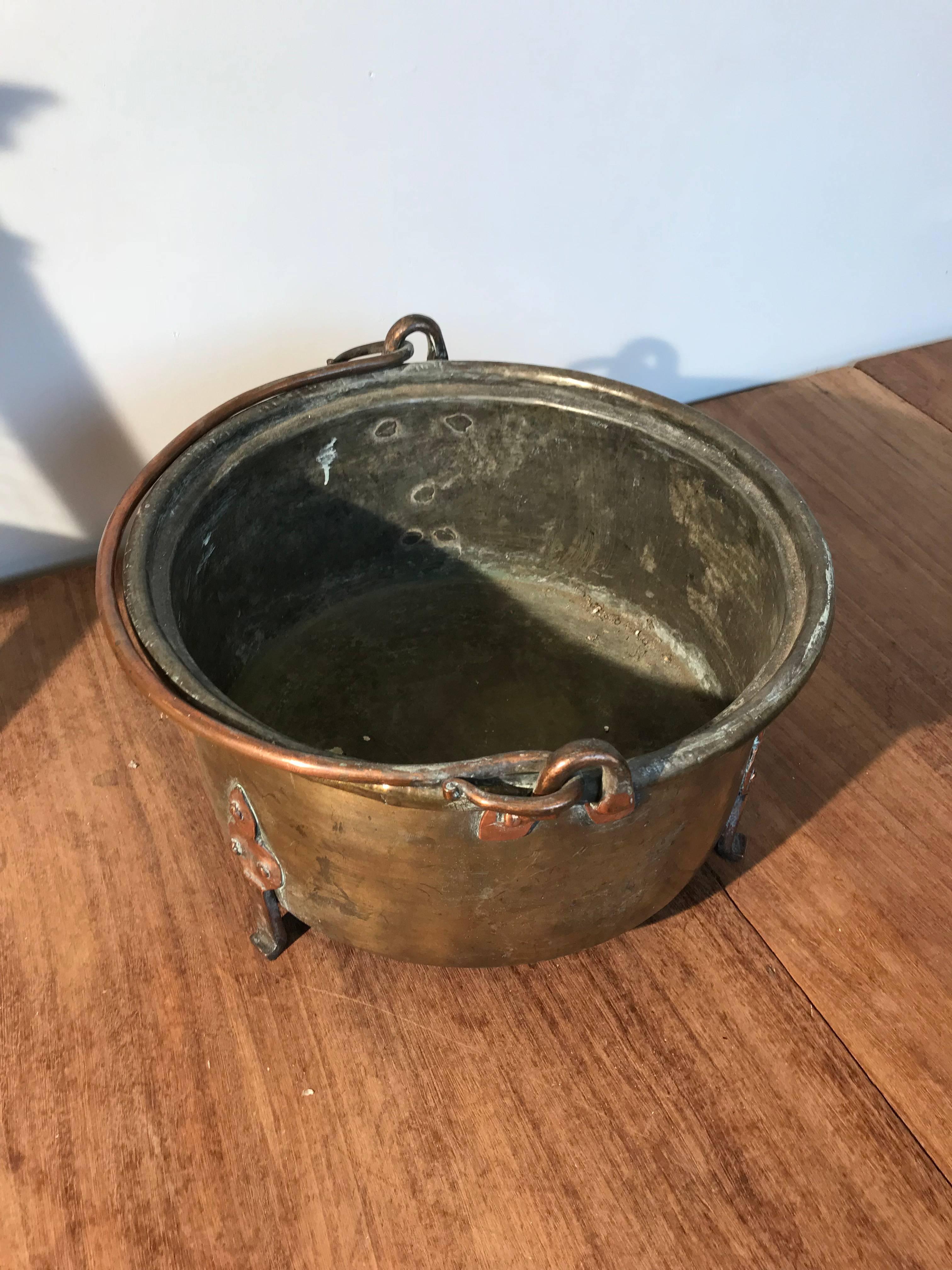 antique copper firewood bucket