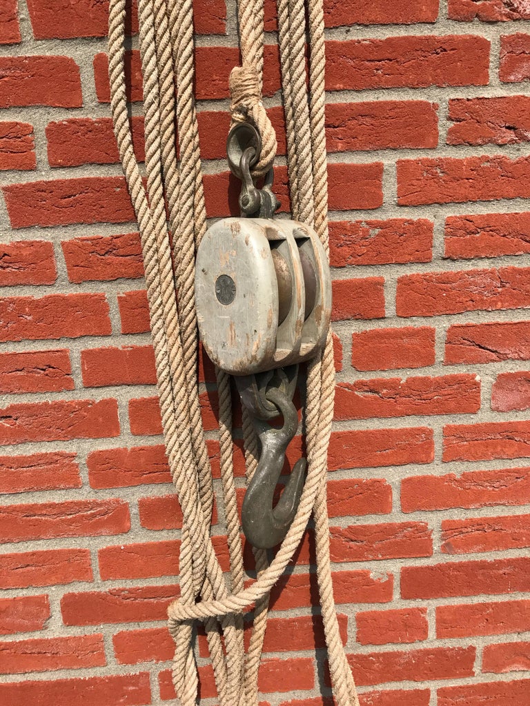 Vintage Industrial Nautical Double Block Pulley, Bronze and Brass and ...