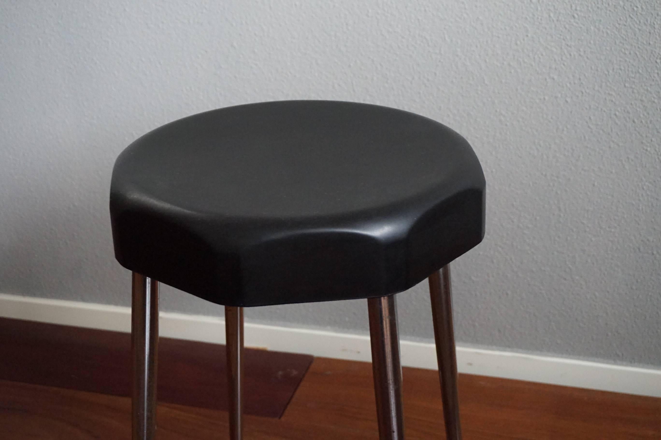 Mid-Century Modern Midcentury Design Stool Chrome Legs and Bakelite Seat Great Shape and Condition