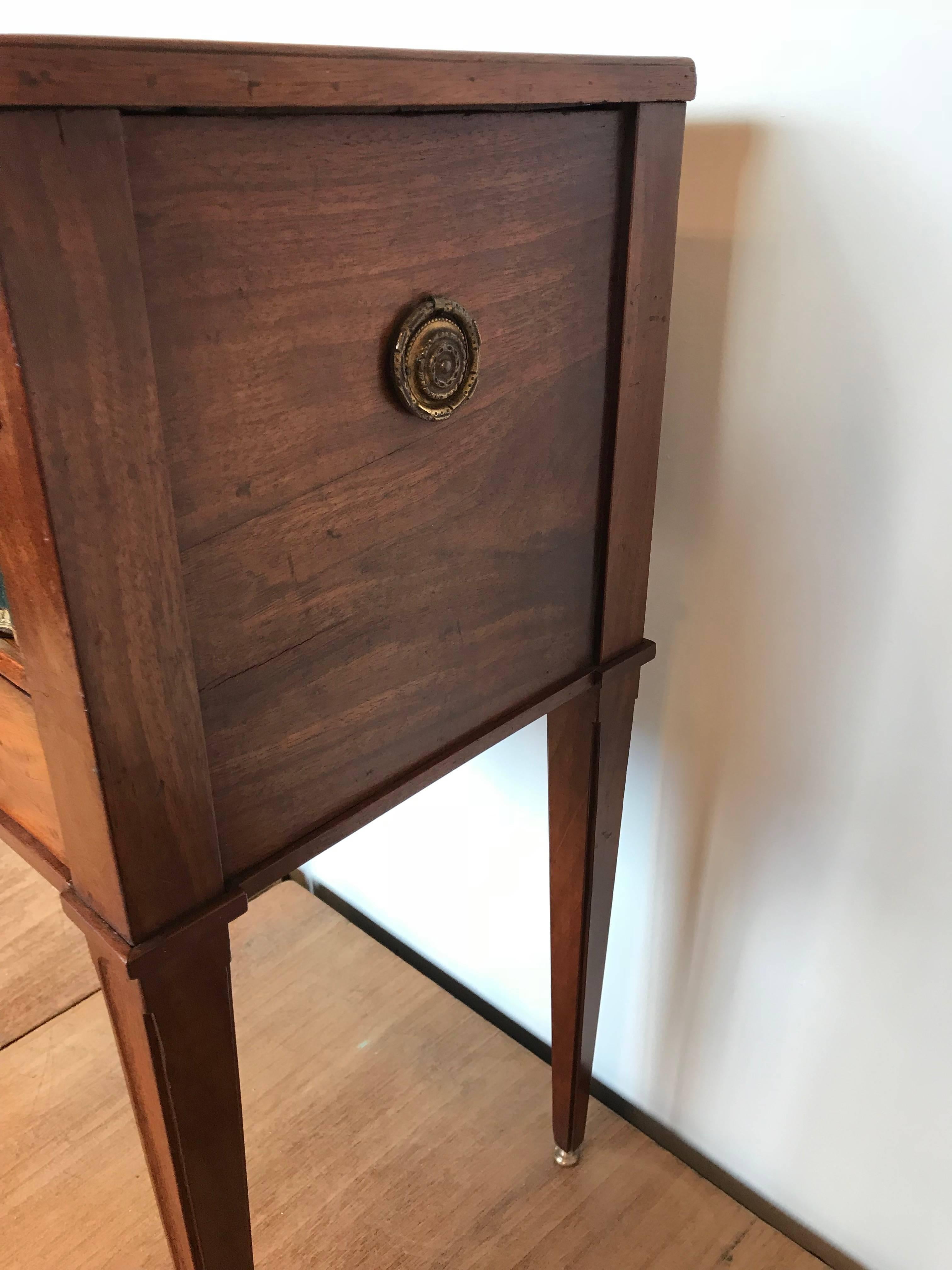 20th Century Empire Style Mahogany End Table with Faux Books Rolling Shutter Door and Drawer
