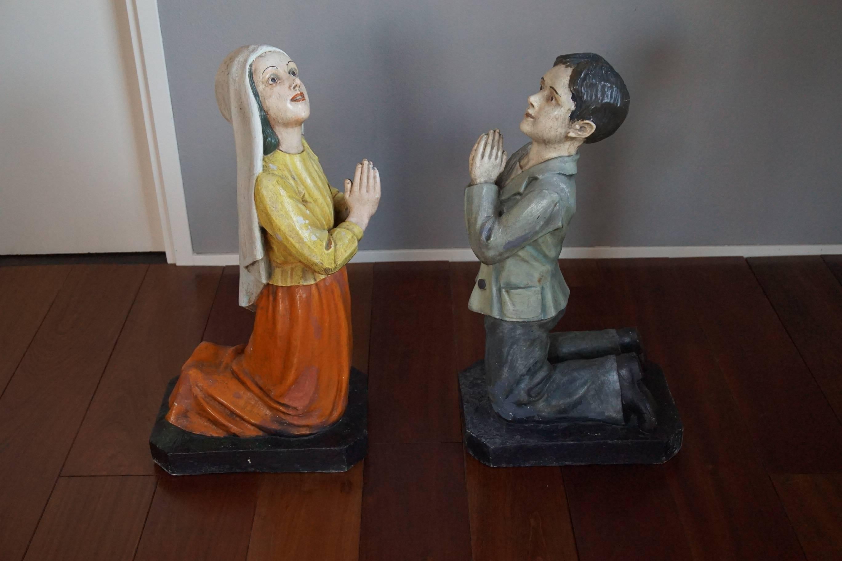 20ième siècle Statues dévotionnelles / Sculptures religieuses de St. Francisco de Jesus Marto & More en vente
