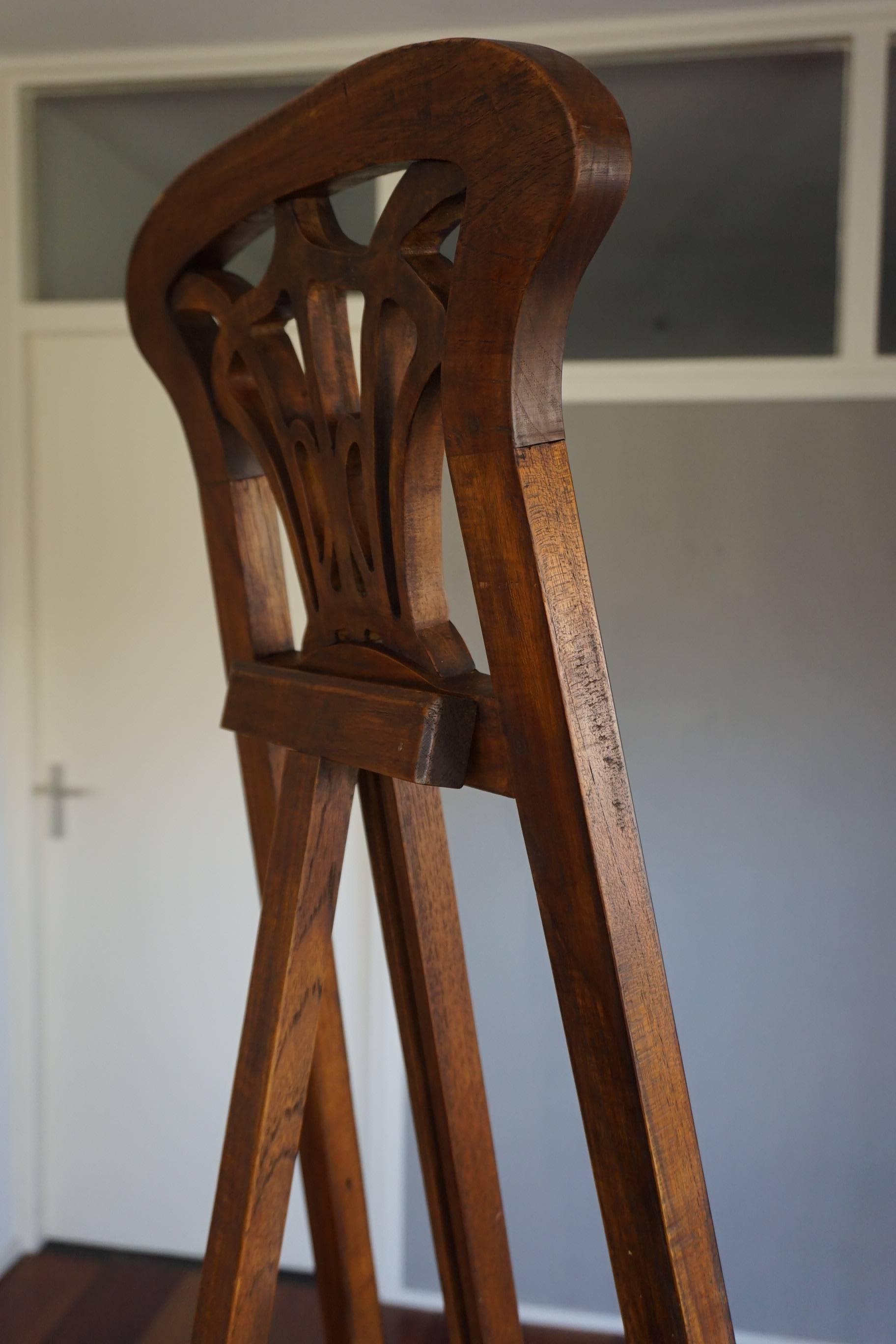 Hand-Crafted Handcrafted Teakwood Jugendstil / Art Nouveau Floor Easel / Artist Display Stand