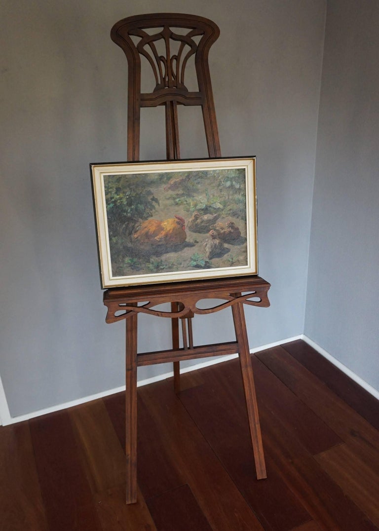 Handcrafted Teakwood Jugendstil / Art Nouveau Floor Easel / Artist