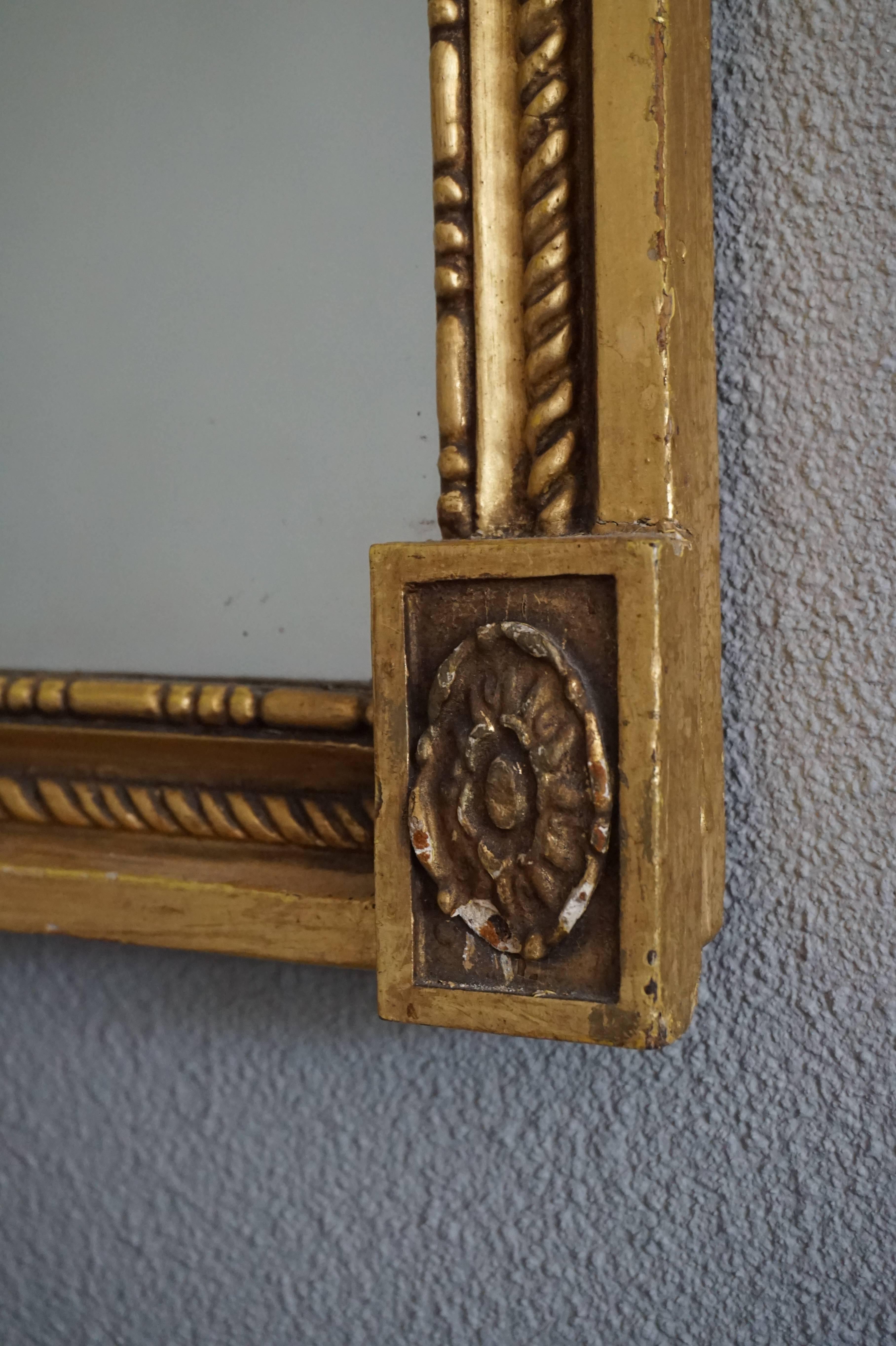 Plaster Mid-19th Century Antique and Gilt Empire/Napoleonic Style Mirror For Sale