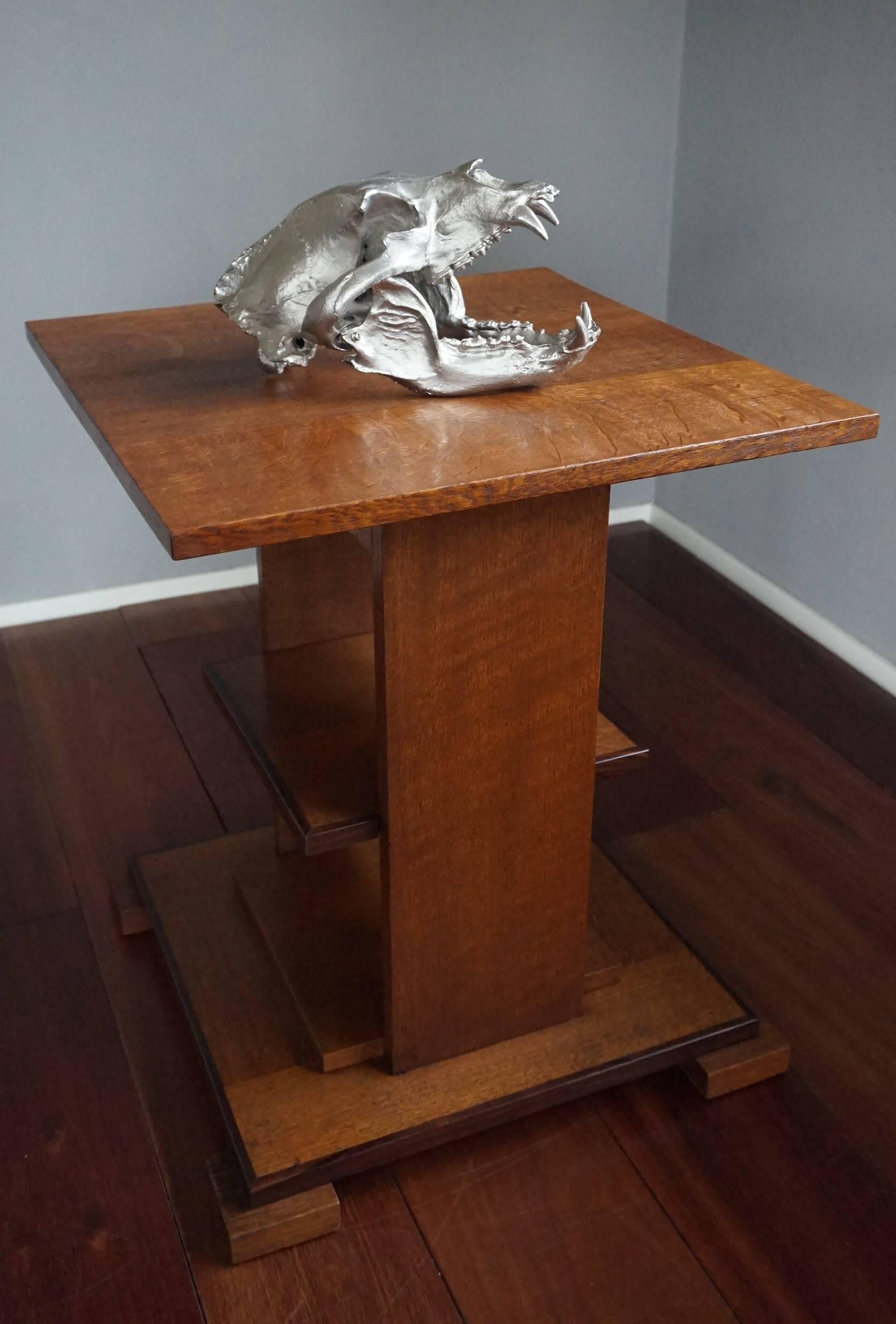 Impressive and Decorative, Chrome Painted Modern Bronze Bear Skull Sculpture 1