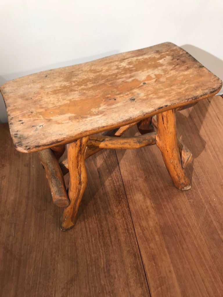 Antique Hand-Crafted Rustic and Organic Oak Tree Stool for Indoor or ...