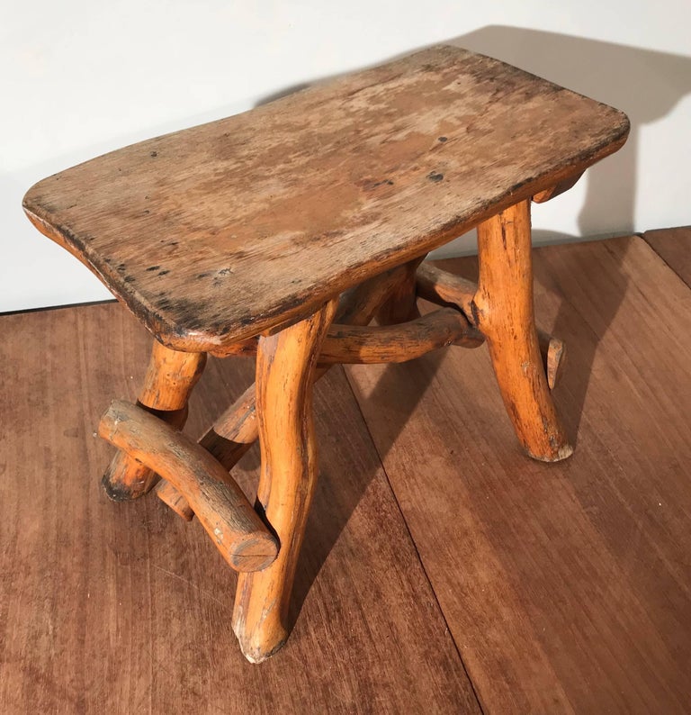 Antique Hand-Crafted Rustic and Organic Oak Tree Stool for Indoor or ...
