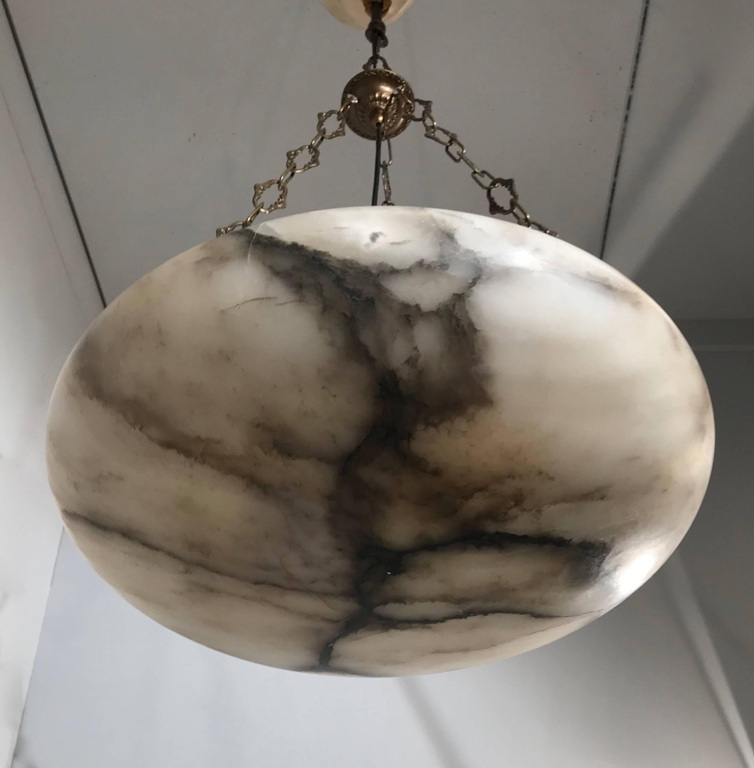 Large Size 1920s Art Deco Alabaster 'Planet Look' Pendant Great Shape and Color 2