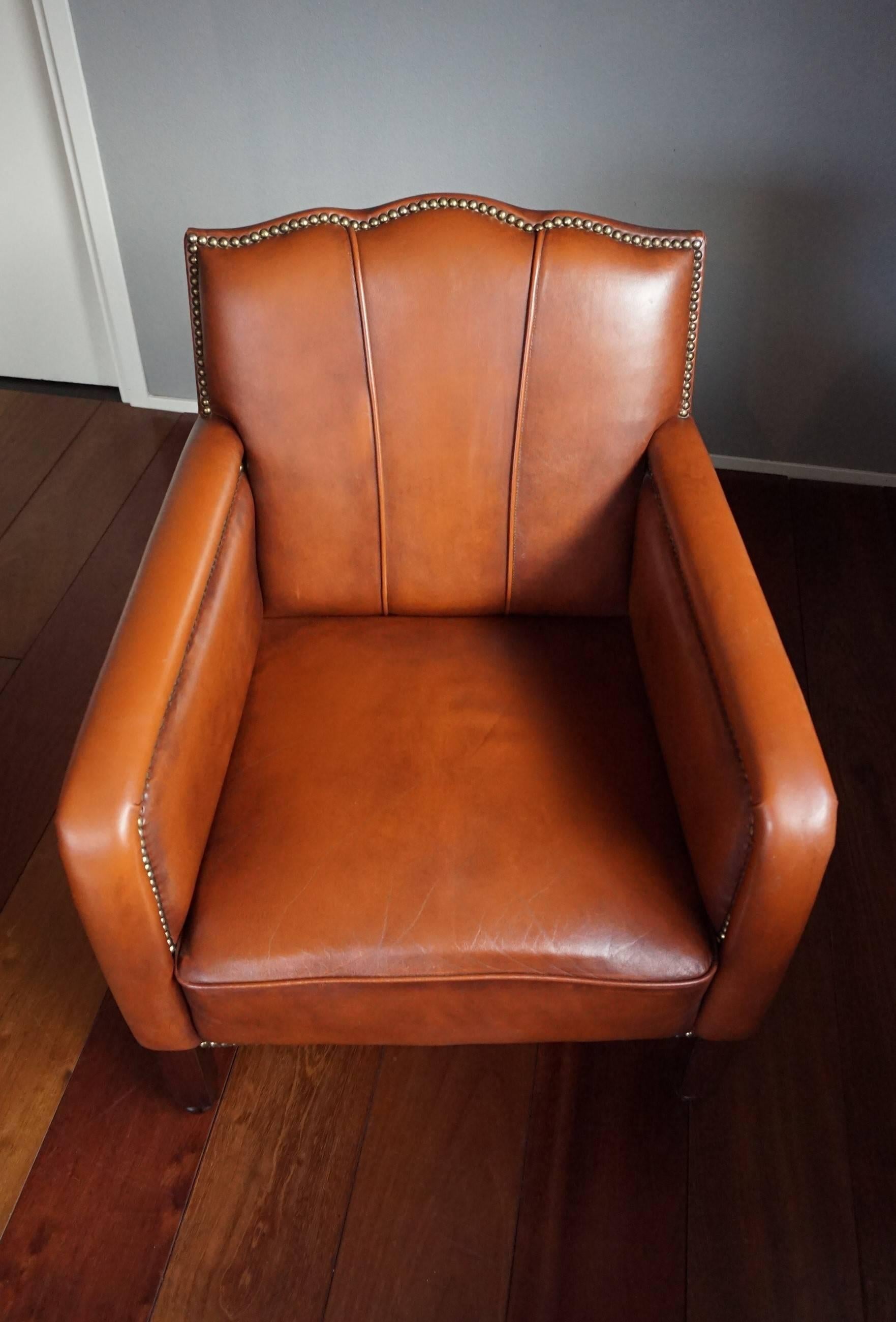 European Art Deco Style Leather Ladies Club Armchair, Beautiful Design and Color