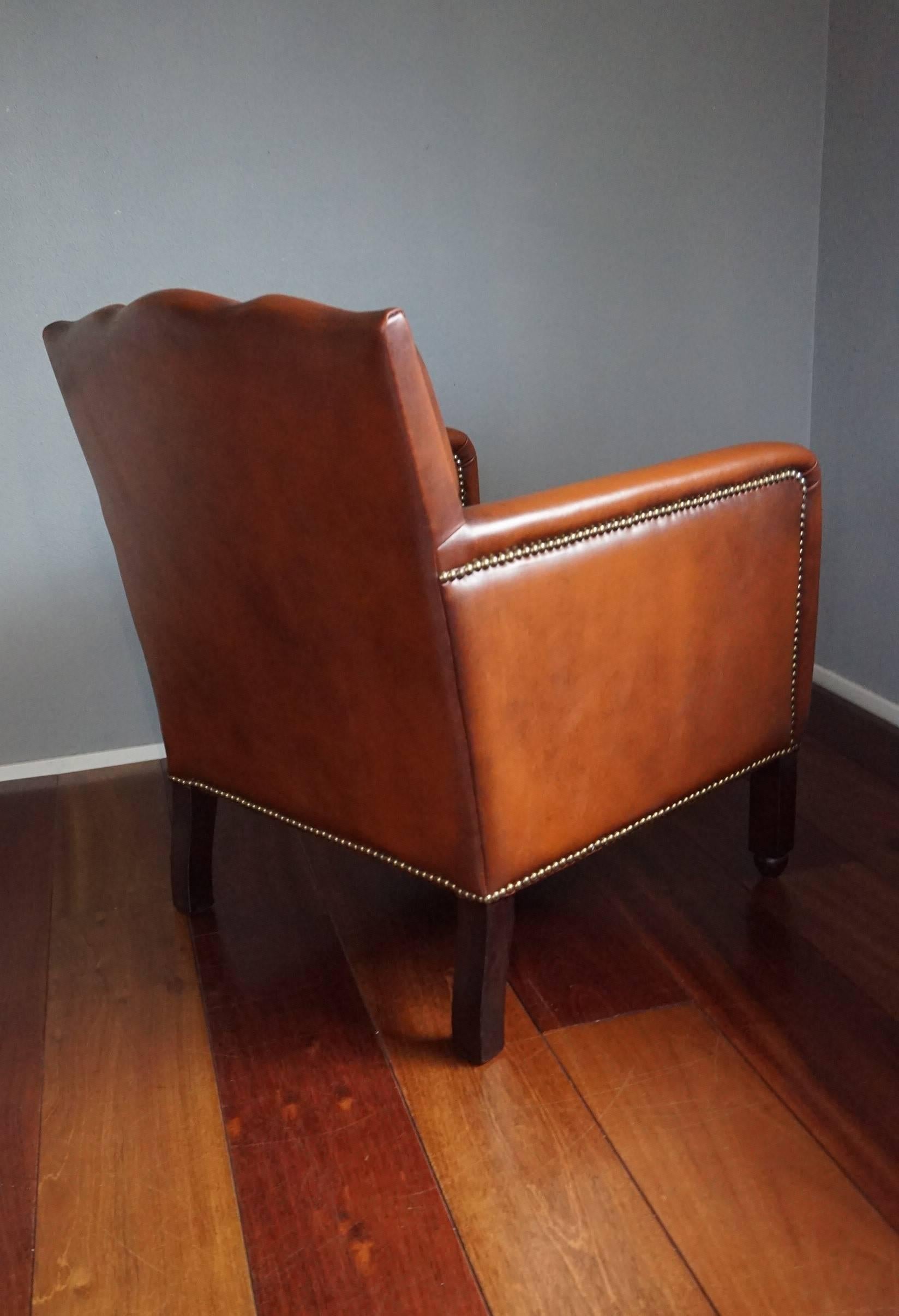 20th Century Art Deco Style Leather Ladies Club Armchair, Beautiful Design and Color