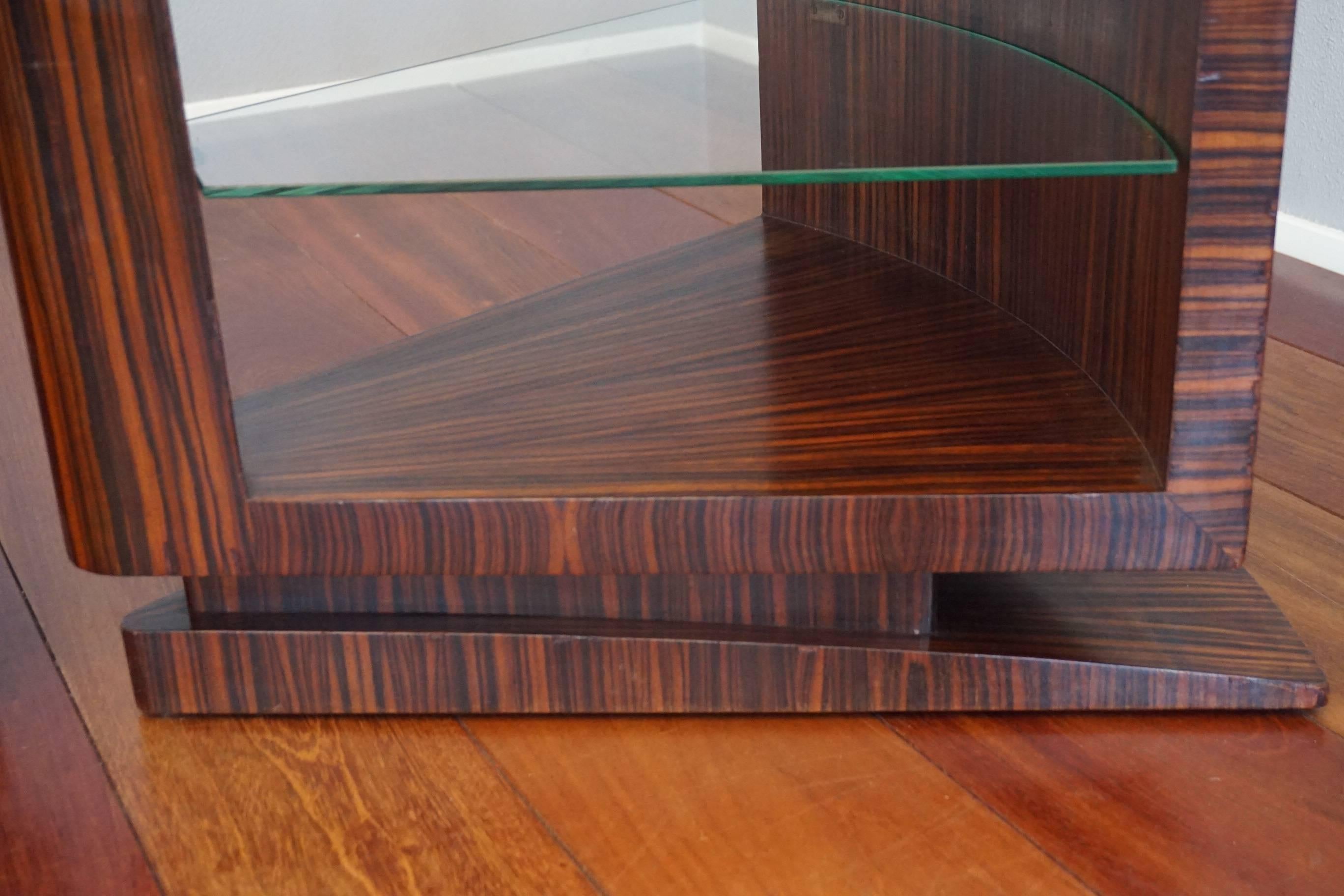 Unique Pair of Art Deco Coffee or Bedside Tables with Beveled Glass Tops In Good Condition In Lisse, NL