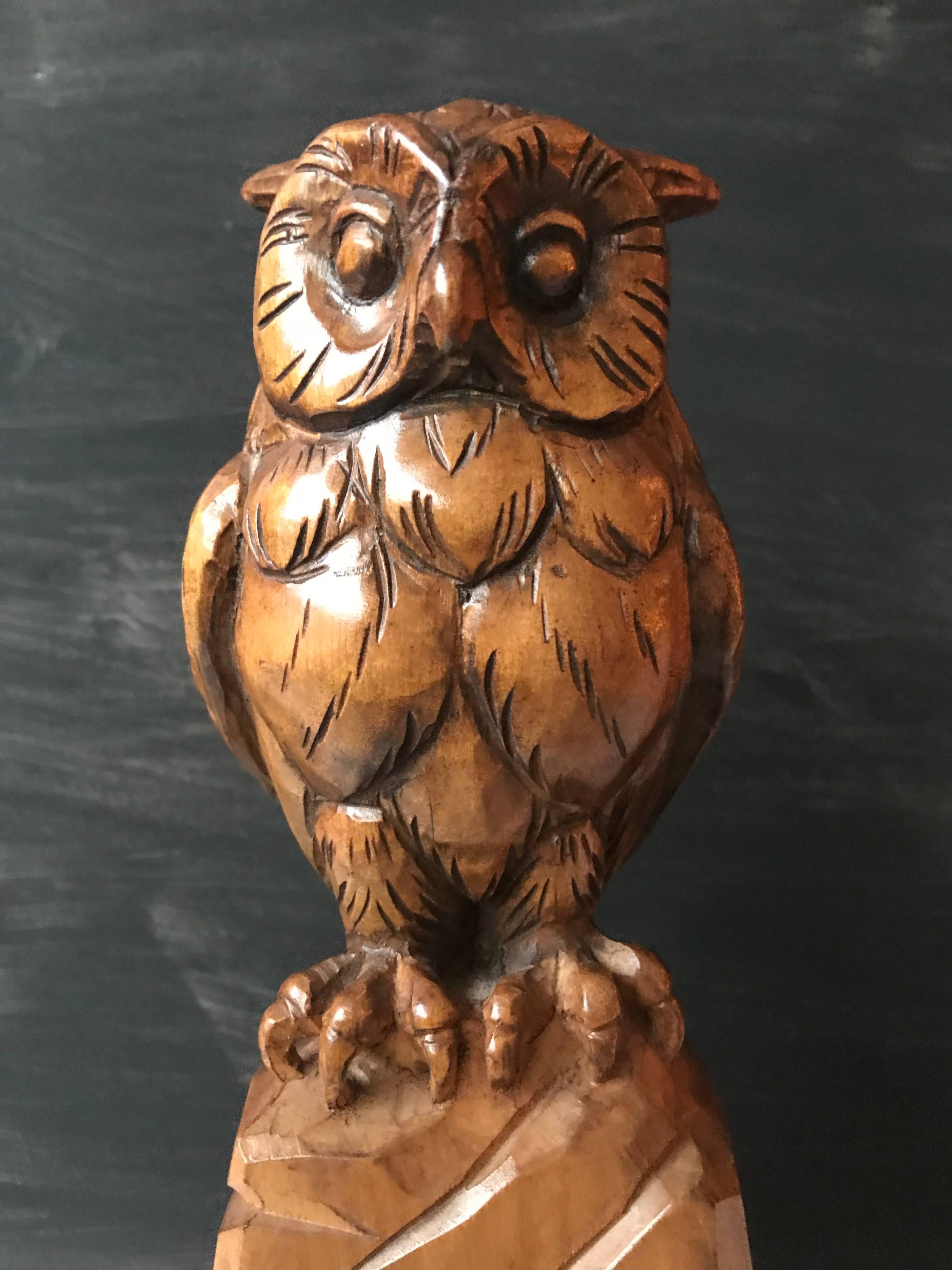 carved owl sculpture