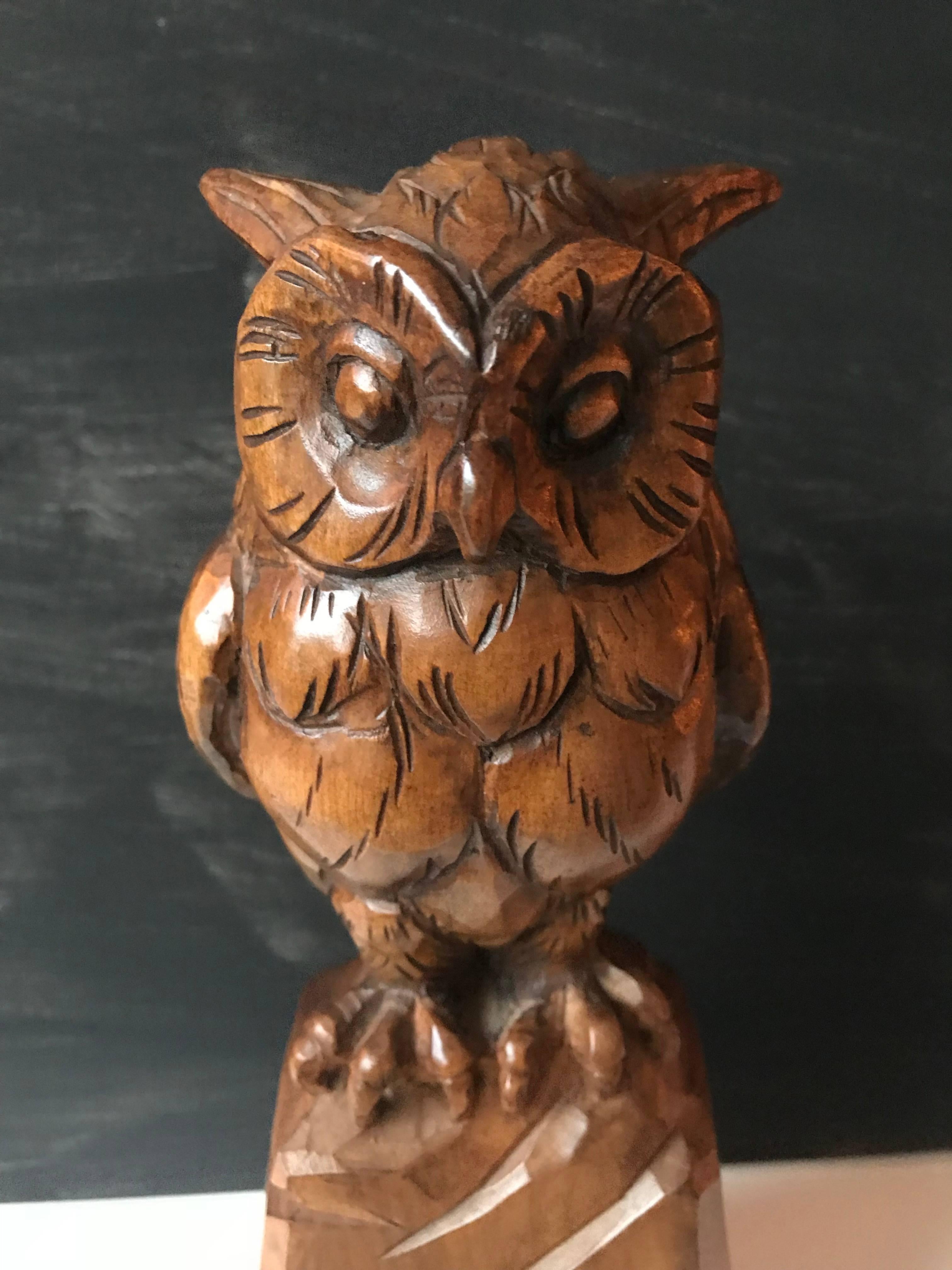 wooden owl carving