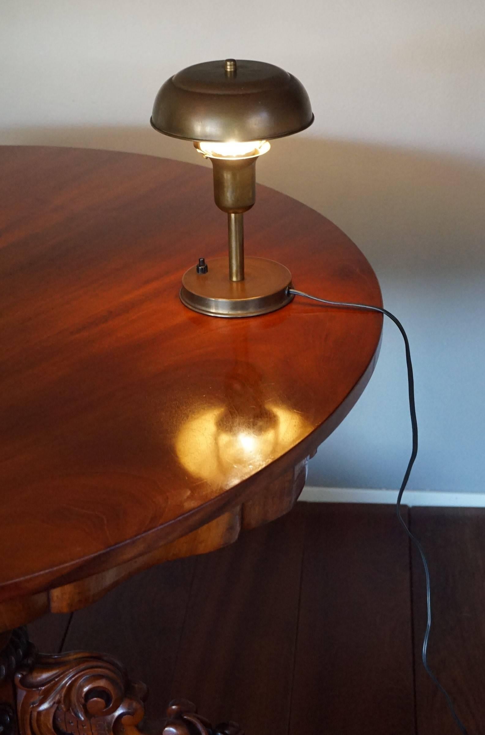 Rare and Highly Stylish 1930s Little Copper Metal Art Deco Table or Desk Lamp 2