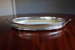 Small Art Deco Oval Porcelain Tile Serving Tray with Lovely Motif in Yellow 1927