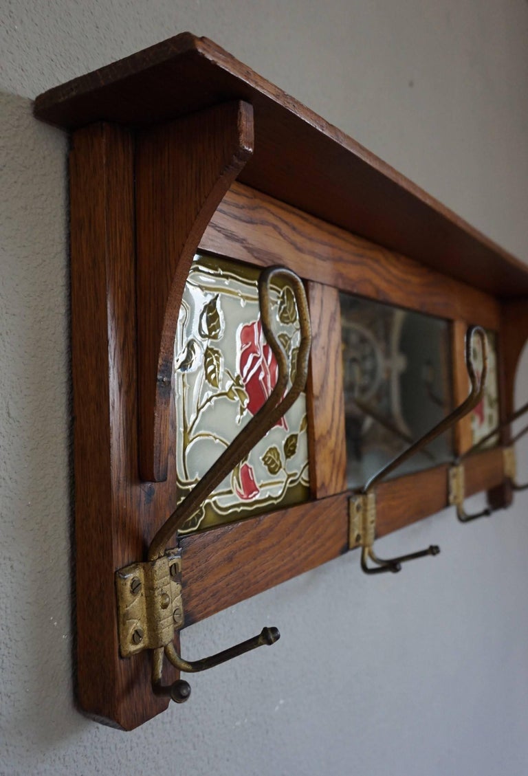 Early 20th Century Arts and Crafts Oak and Majolica Glazed  