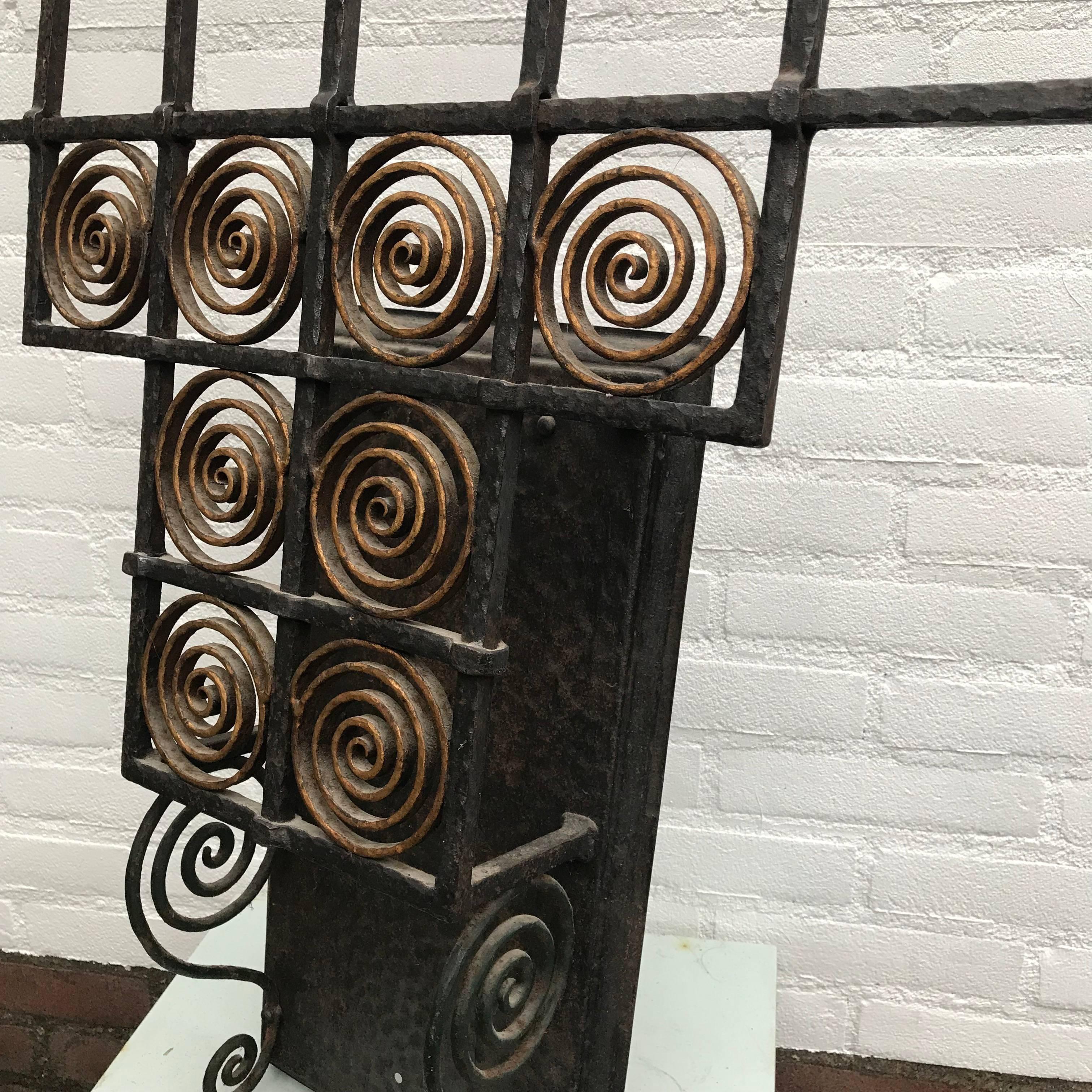 Early 1900s Large & Handcrafted Wrought Iron Seven-Light Wall Sconce Candelabra 3