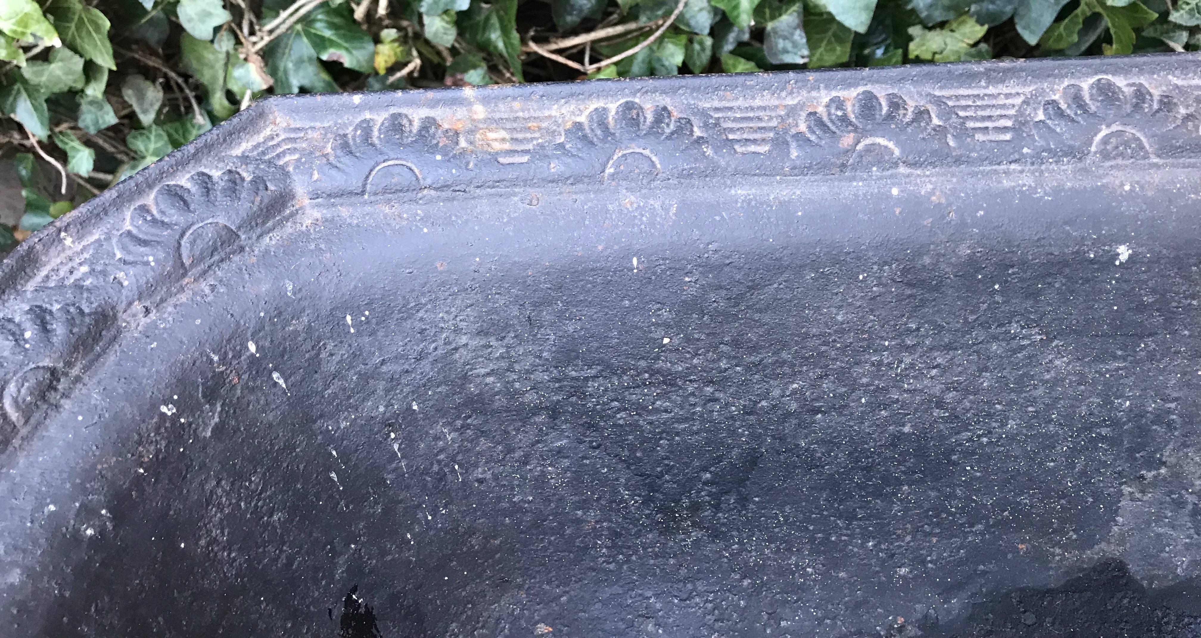 Vintage Large French Black Cast Iron Oval Shape Jardiniere or Planter For Sale 3