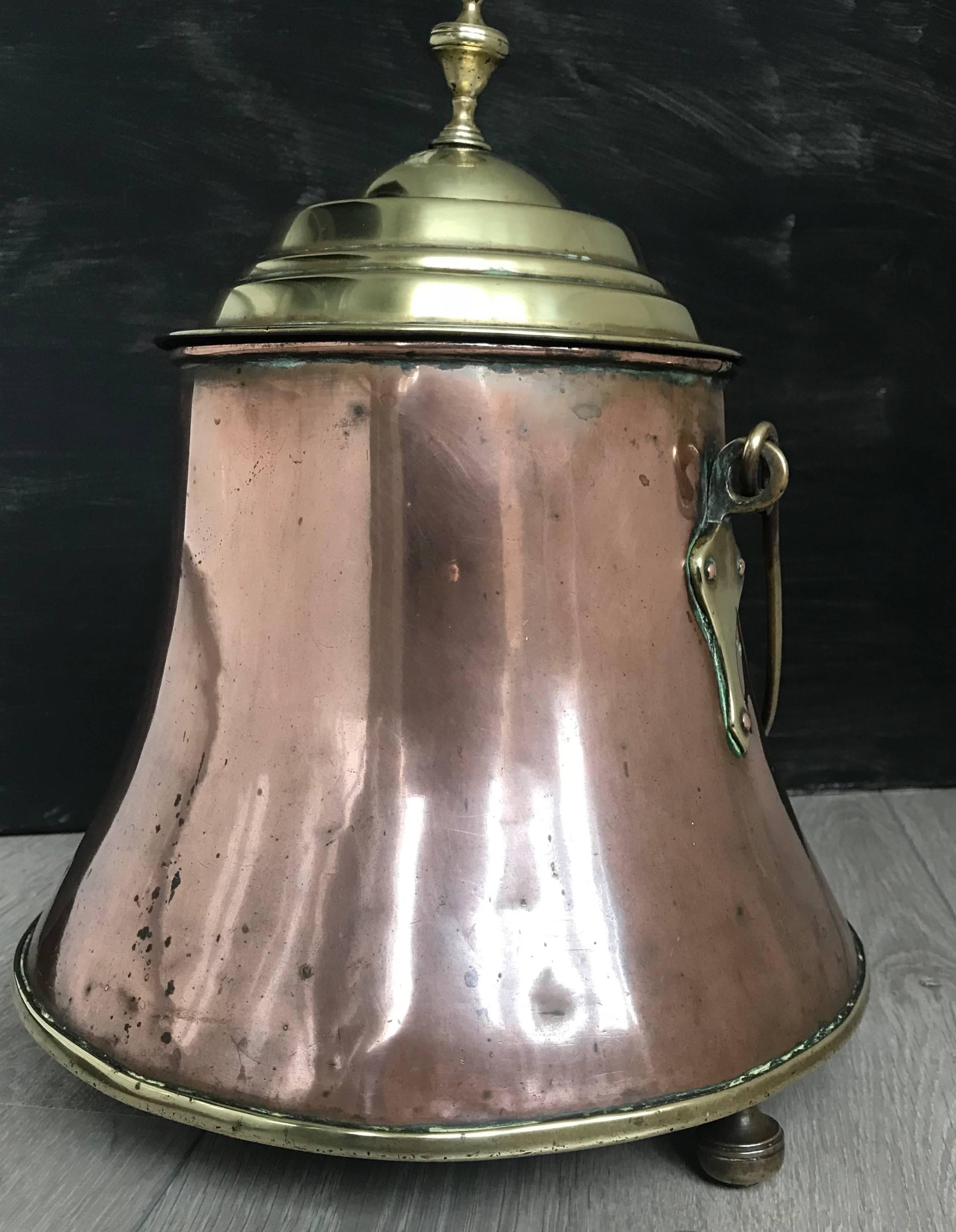 Antique Stylish Copper and Brass Coal Kettle, Fire Extinguisher Fire Place Decor 1