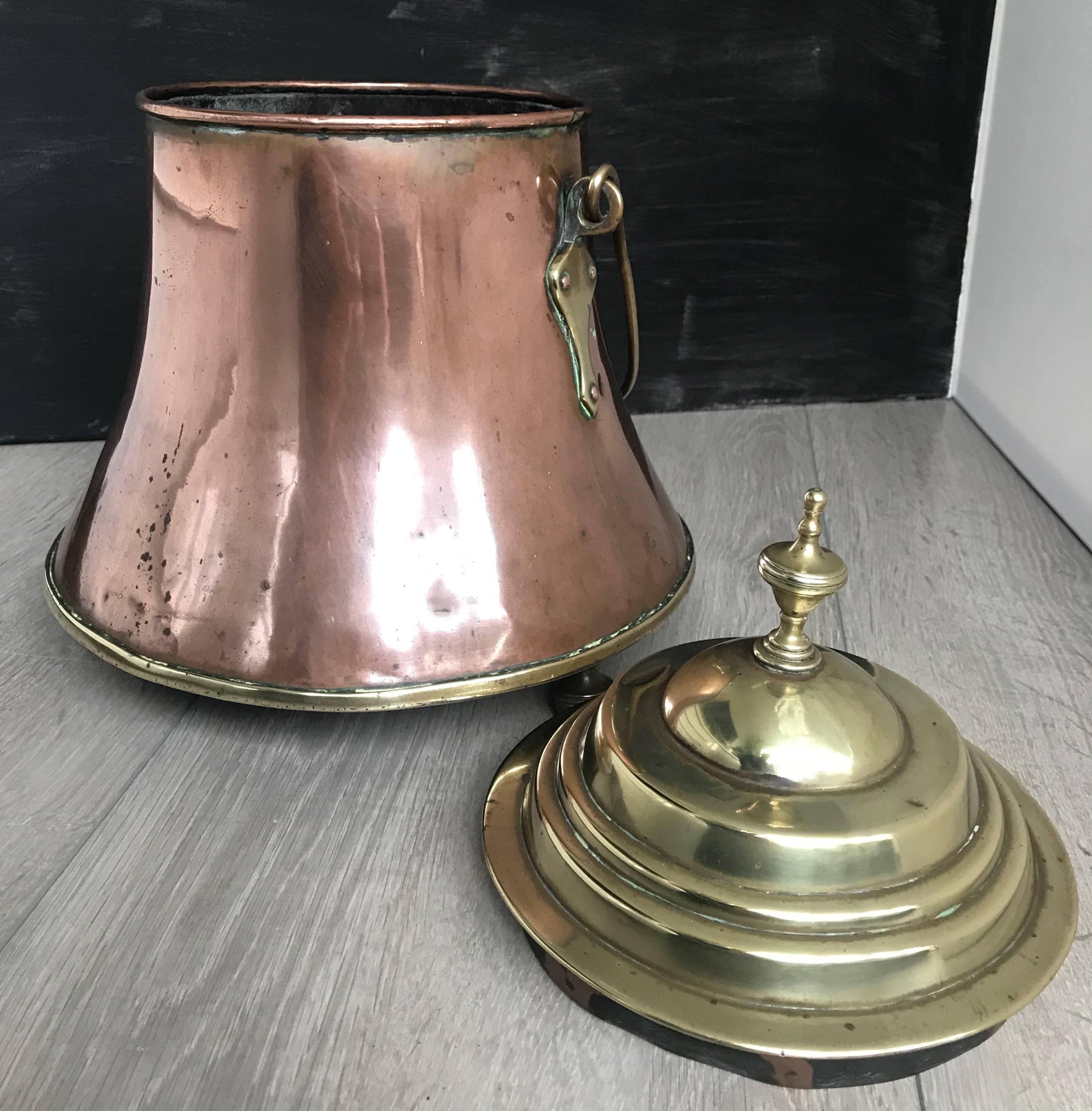 Antique Stylish Copper and Brass Coal Kettle, Fire Extinguisher Fire Place Decor 2