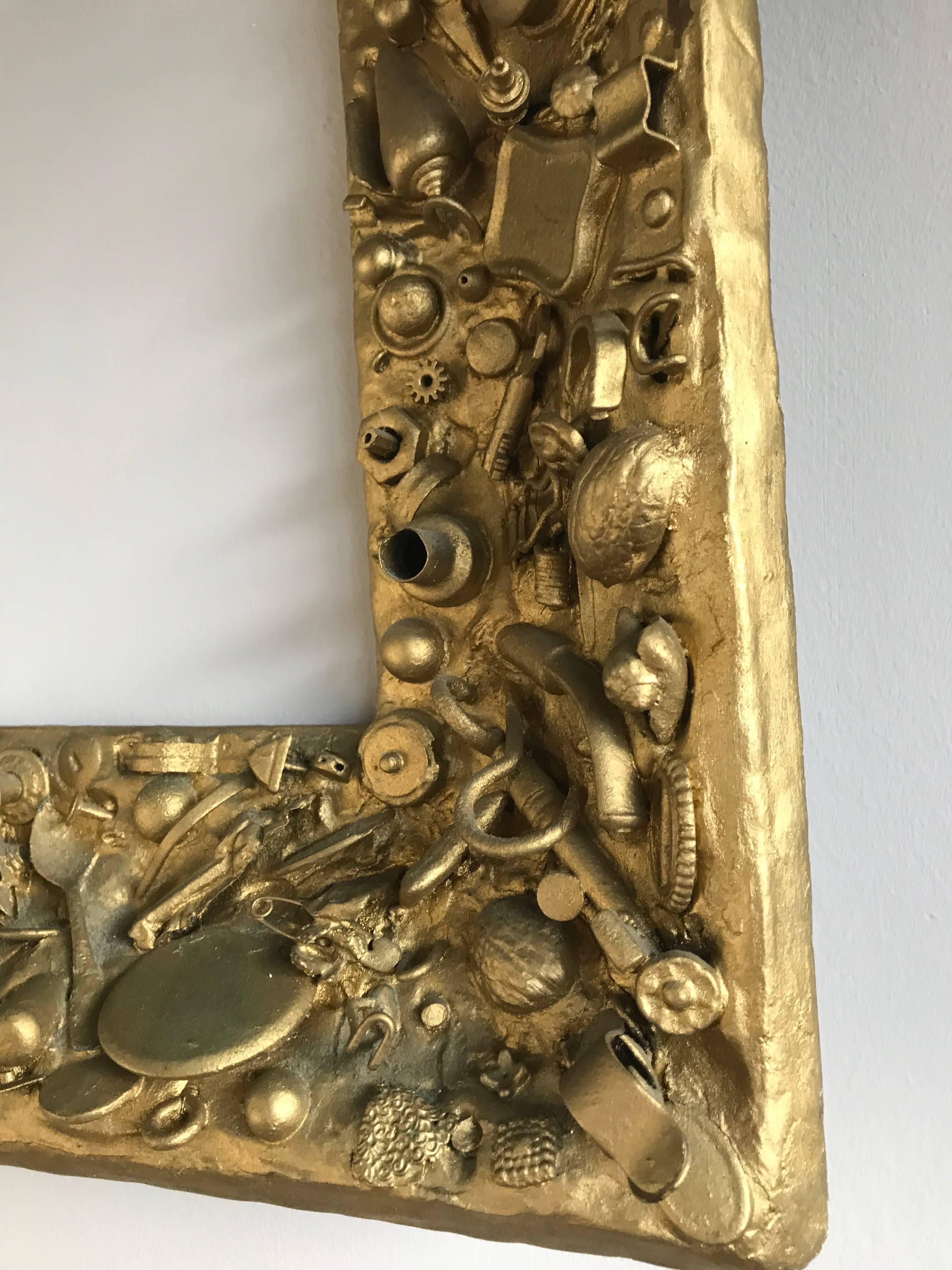 Hand-Crafted Rare Vintage Gold Colored Collecting Fine Art Mirror or Picture Frame For Sale