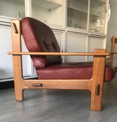 Loungesessel aus Eiche und Leder in hervorragender Qualität, skandinavisches Design, spätes 20. Jahrhundert