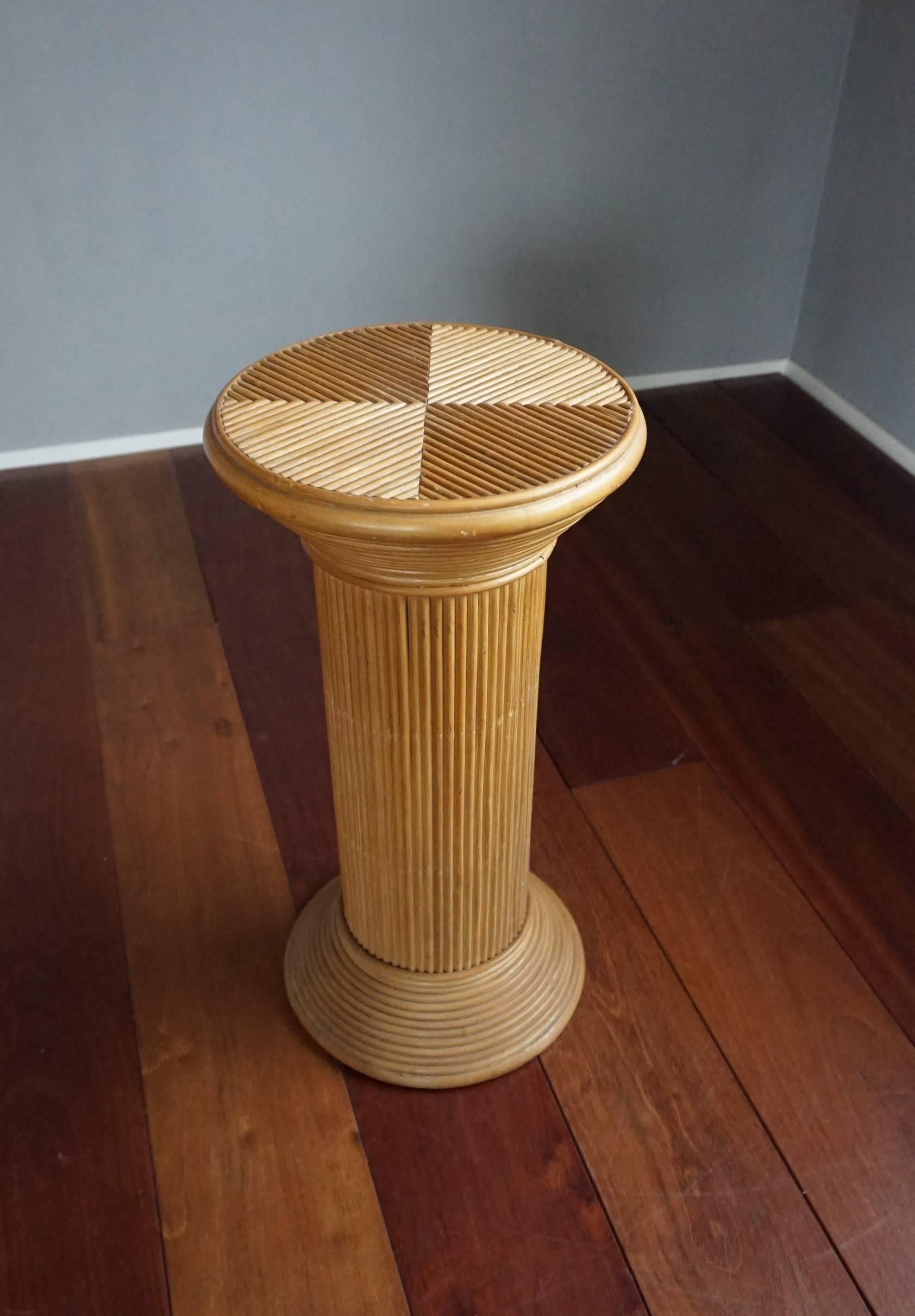 Hand Crafted and Stylish Mid-Century Rattan Pedestal / Plant Stand / Column 1