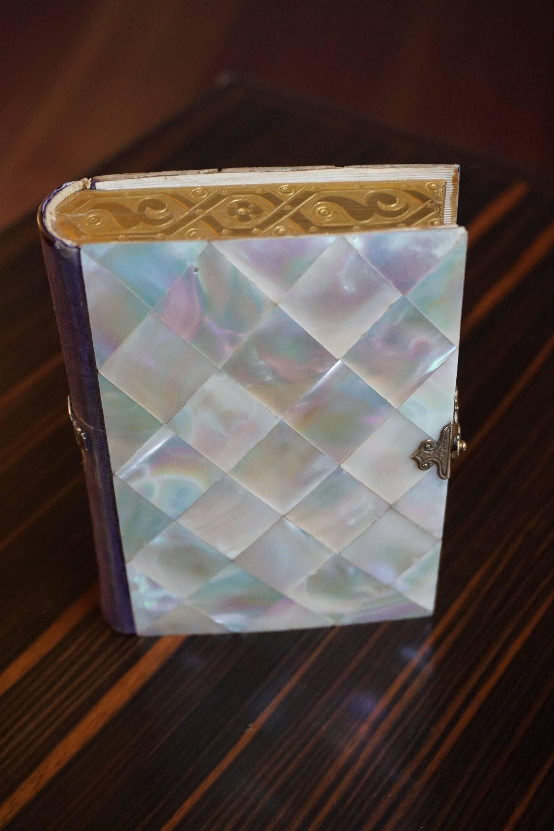 Mother-of-Pearl Book of Prayer with Ihs Embossed Brass Clasp and Gilt Pages 3