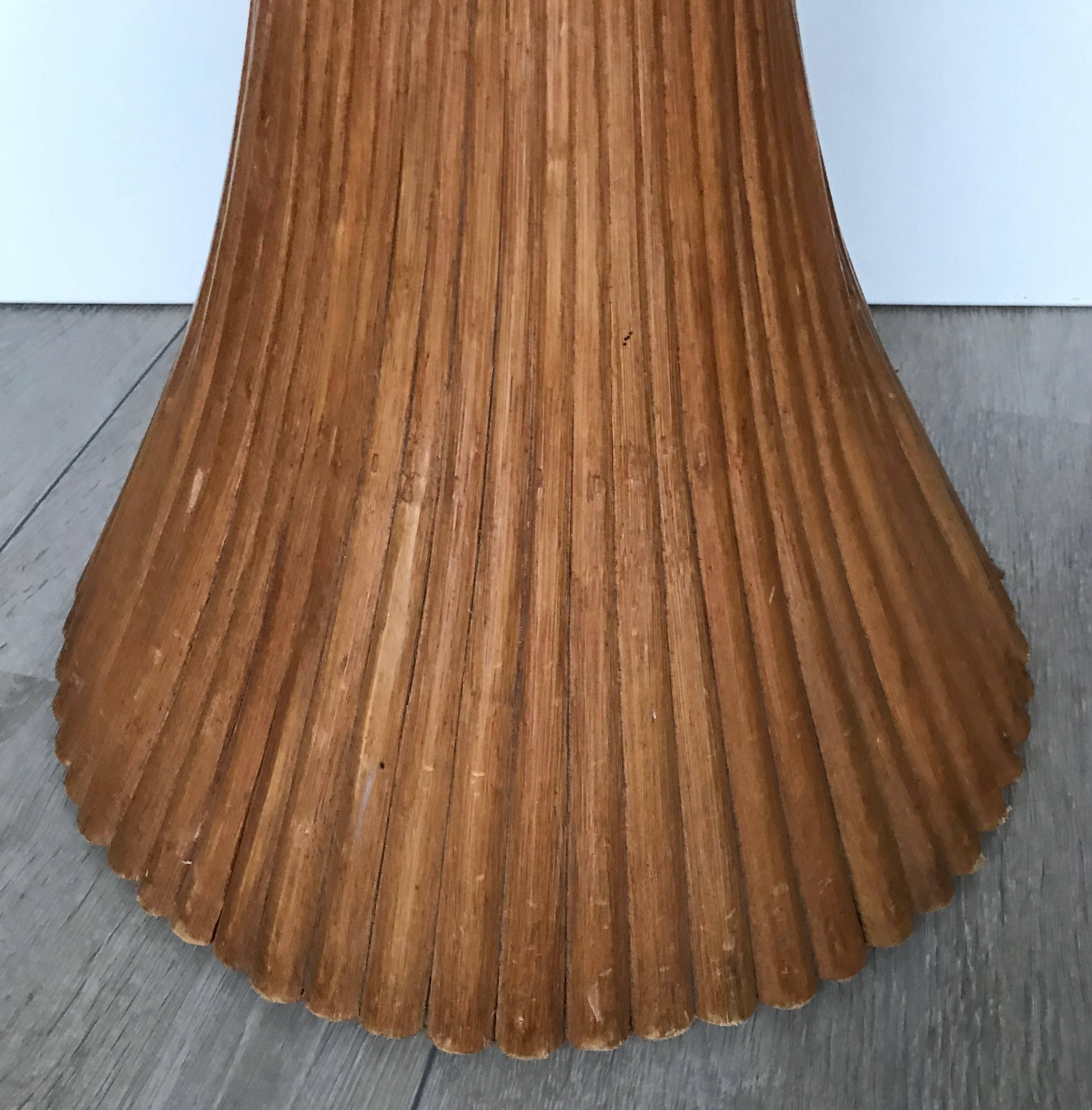 American Rare Vintage Original McGuire Sheaf of Wheat Rattan Wood Pedestal Display Stand