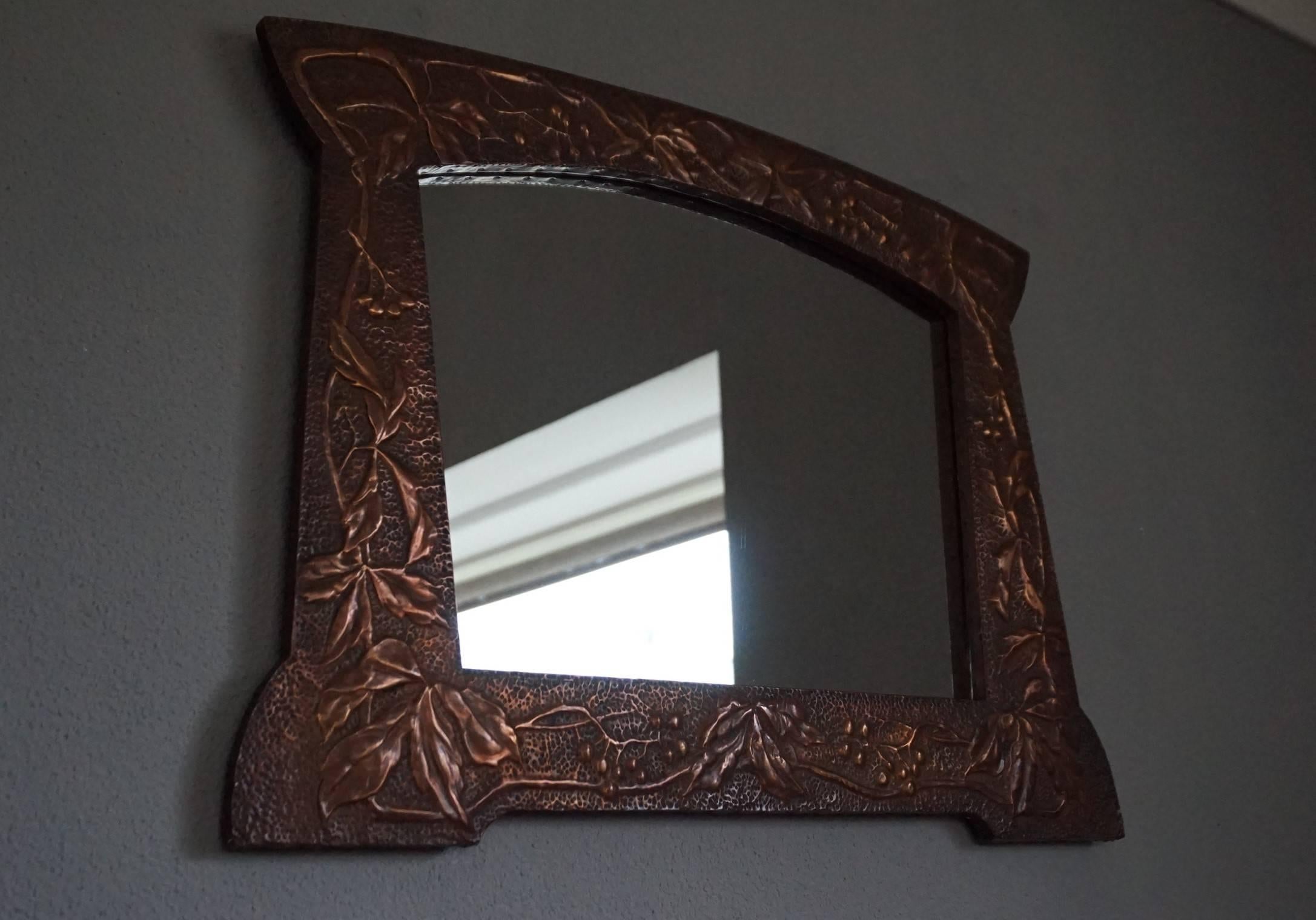 hammered copper mirror
