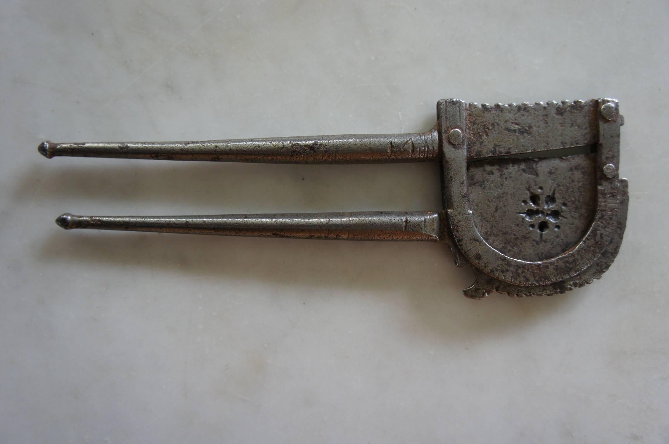 Hand-Crafted Antique 19th Century Metal Nut Cracker Nutcracker Probably Asian 2
