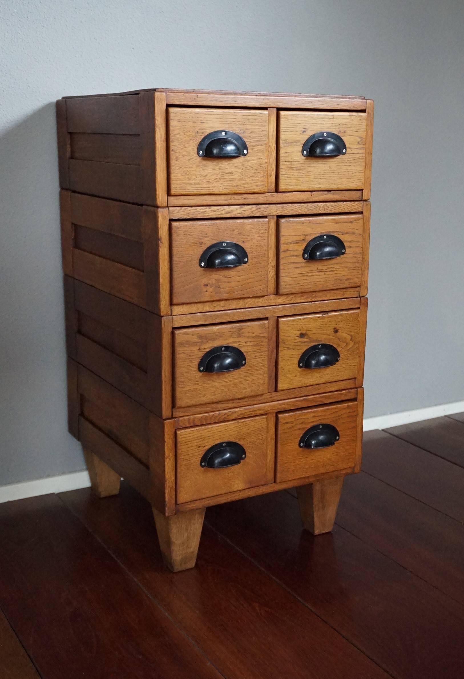 Early 20h Century Small Chest of Drawers / Art Deco Era Oak Filing Cabinet 3