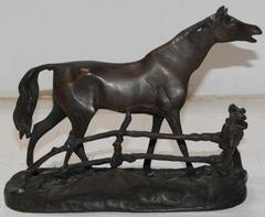 Cast Bronze Metal Horse with Rambling Fence
