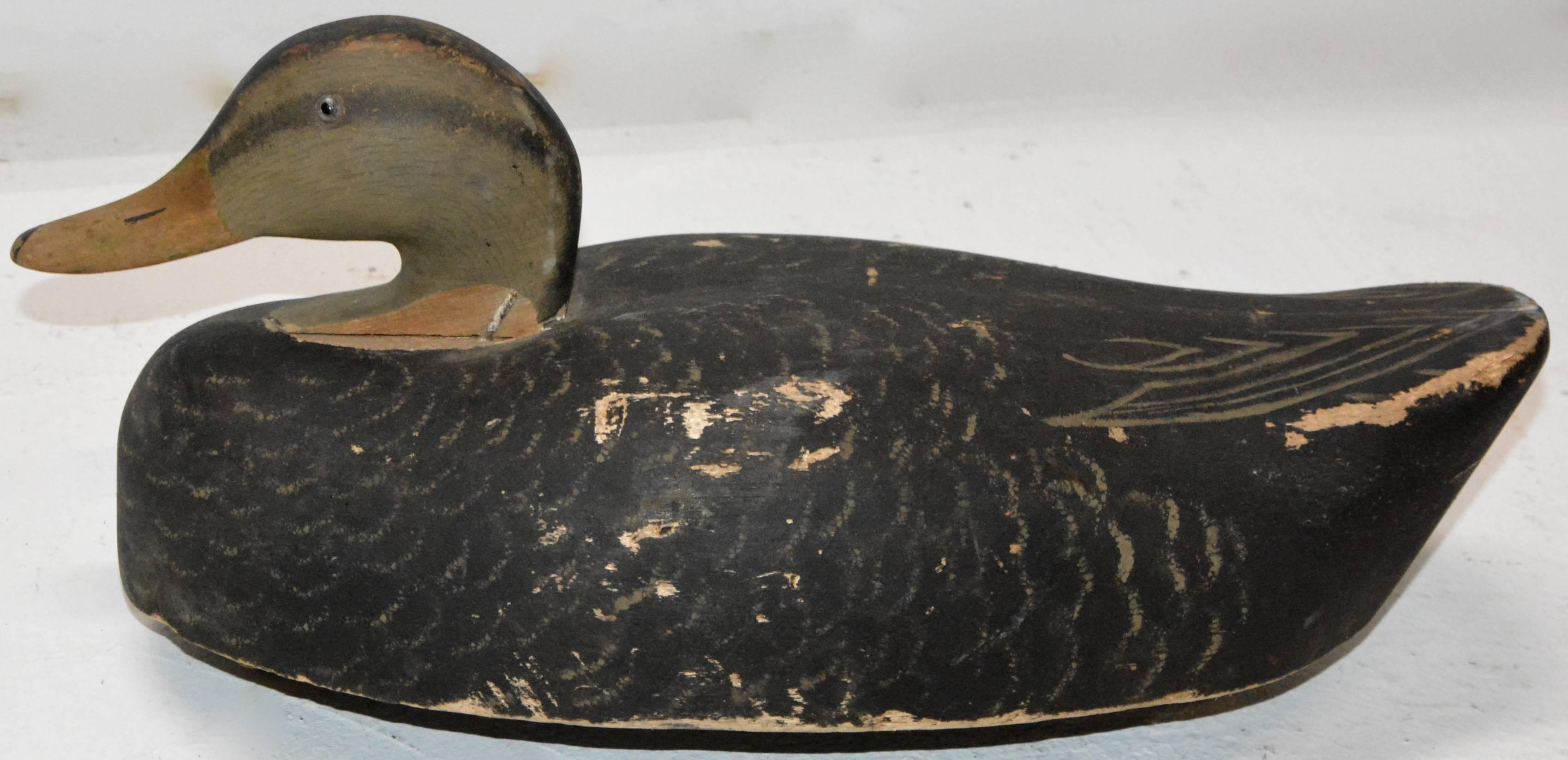 Lead Antique Duck Decoy with Weight and Distressed Paint