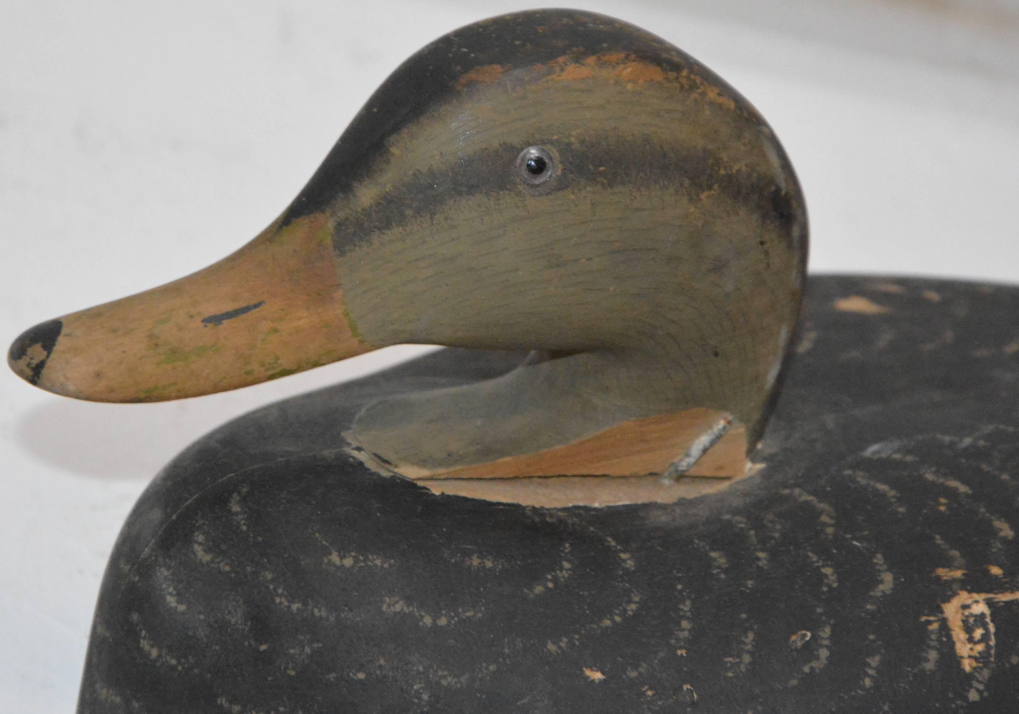 Antique Duck Decoy with Weight and Distressed Paint 1