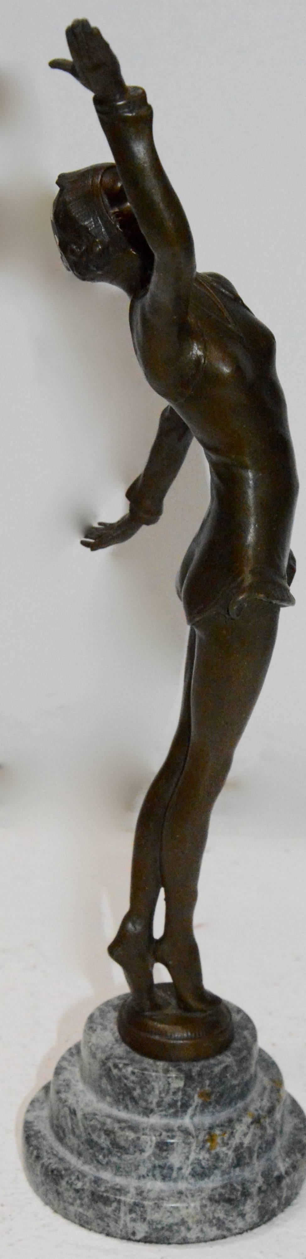 Bronze Water Dancer on Marble Statue In Good Condition In Cookeville, TN